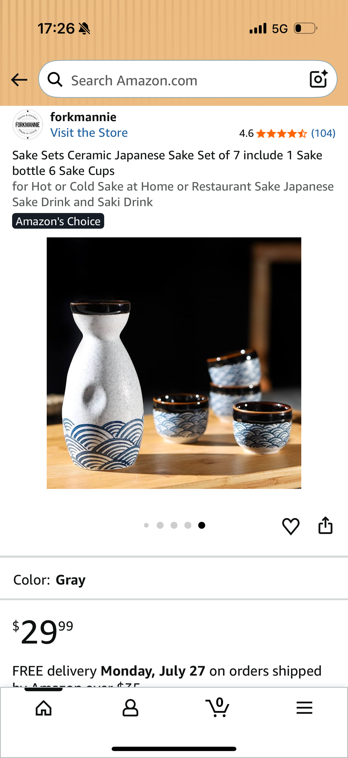 Sake Sets Ceramic Japanese Sake Set of 7 include 1 Sake bottle 6 Sake Cups for Hot or Cold Sake at Home or Restaurant Sake Japanese Sake Drink and Saki Drink
