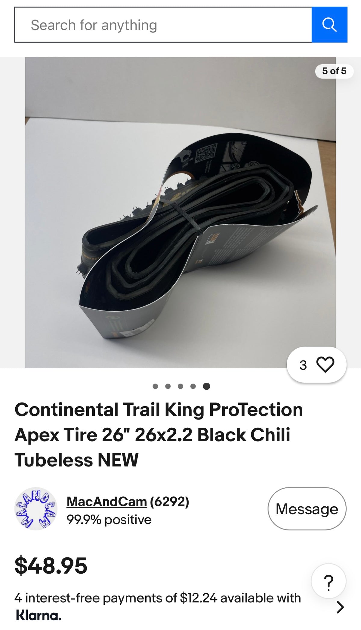 Continental Trail King ProTection Apex Tire 26" 26x2.2 Black Chili Tubeless