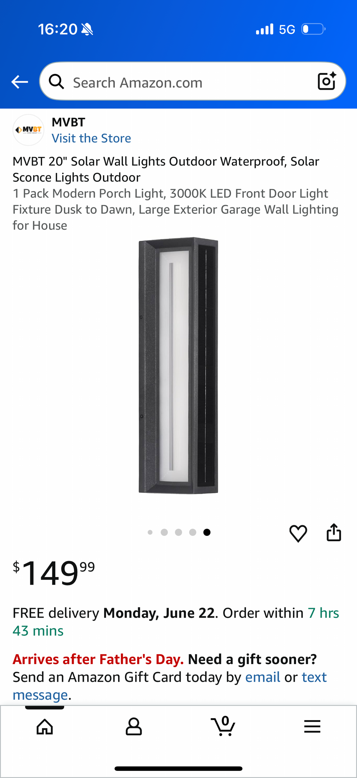 MVBT 20" Solar Wall Lights Outdoor Waterproof, Solar Sconce Lights Outdoor