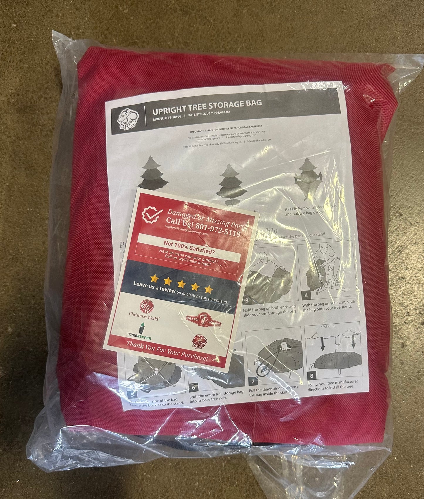 Red Upright Tree Storage Bag- 9 Foot Christmas Tree Storage Bag, Store Your Artificial Tree up to 9 Feet Tall, Hides Under Tree Skirt When Your Tree Is in Use