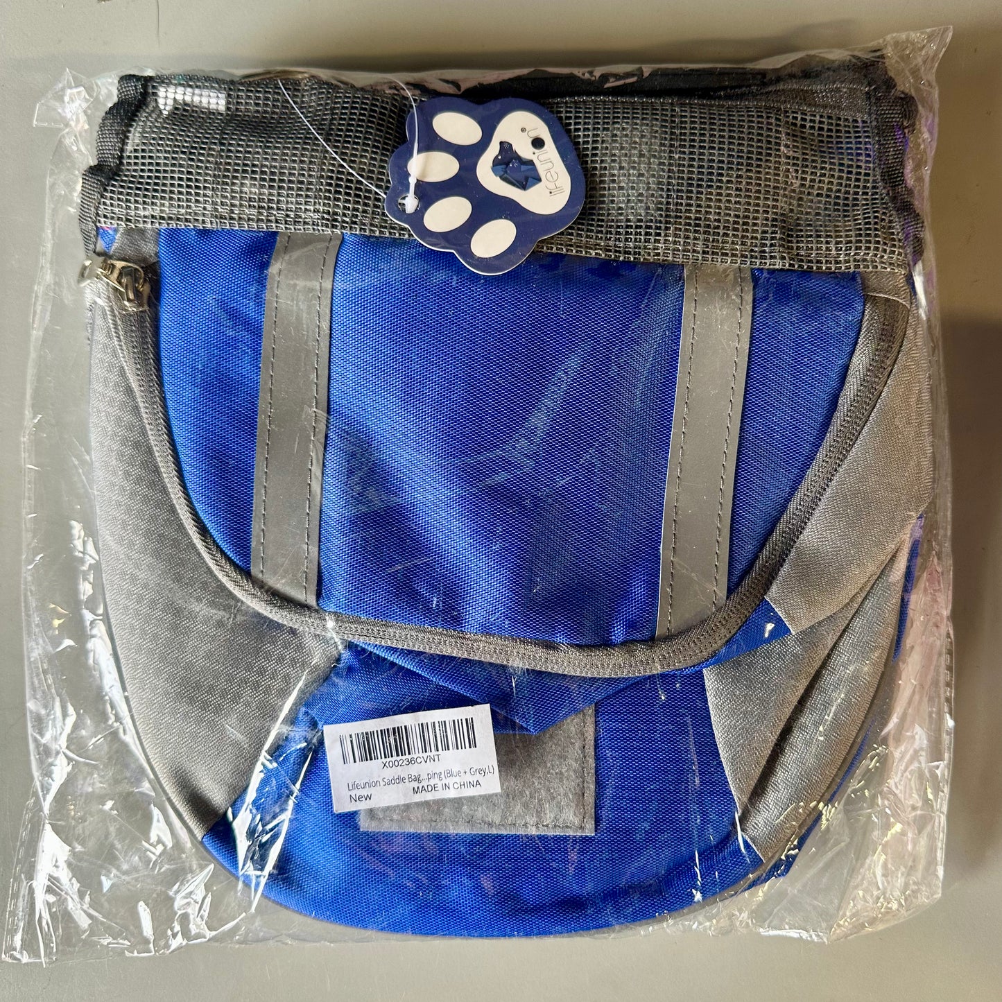 Polyester Dog Saddlebags Pack Hound Travel Camping Hiking Backpack Saddle Bag for Small Medium Large Dogs (Blue/Grey)L)