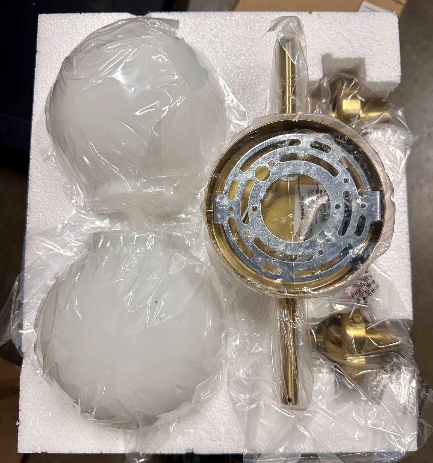 Gold Bathroom Vanity Lights, (2-Light, 14-inch) Modern Vanity Light Fixtures, Frosted Glass Globes