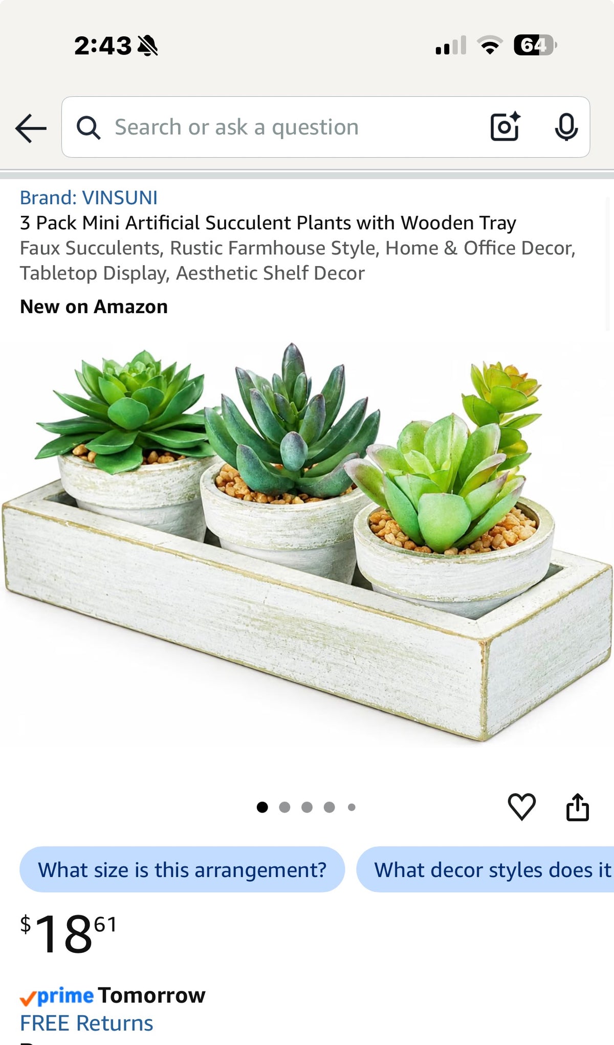 3 Pack Mini Artificial Succulent Plants with Wooden Tray Faux Succulents, Rustic Farmhouse Style, Home & Office Decor, Tabletop Display, Aesthetic Shelf Decor