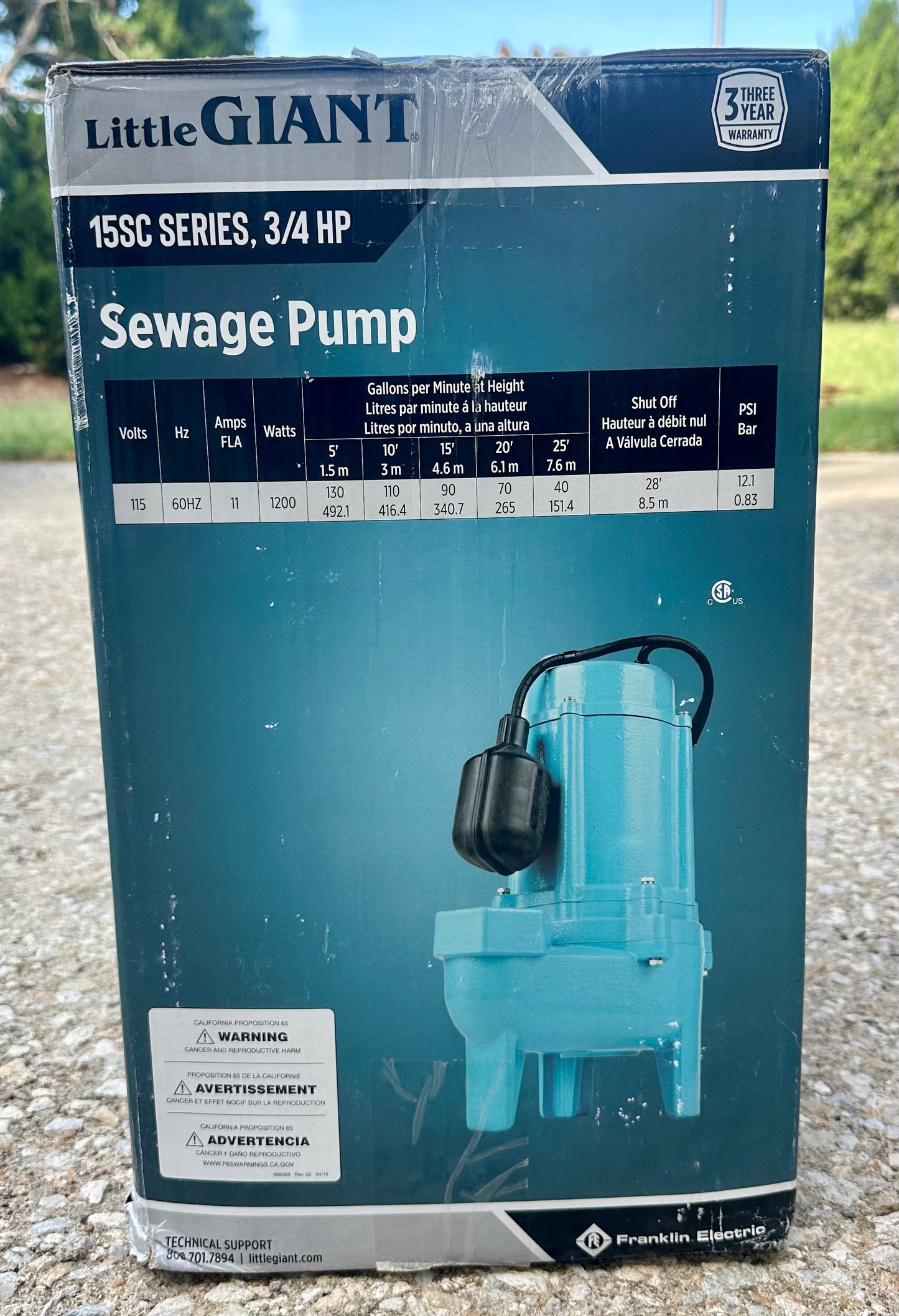 Little Giant 15SC Series 3/4 HP Sewage Pump
