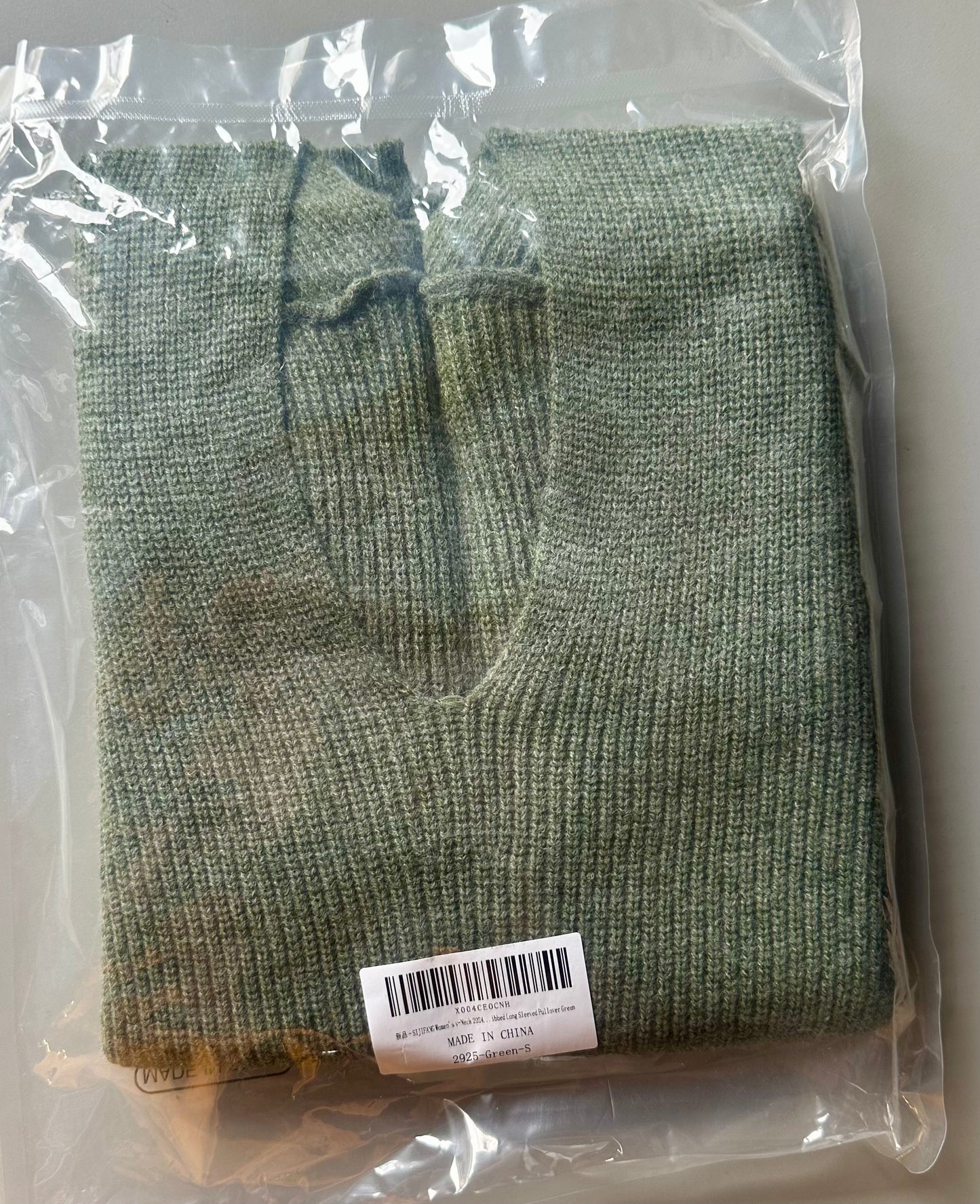 SIJIFANG Women's Long-Sleeve V-Neck Sweater, Loose, Sexy, V-Back Knitted Ribbed Pullover (Size Small)