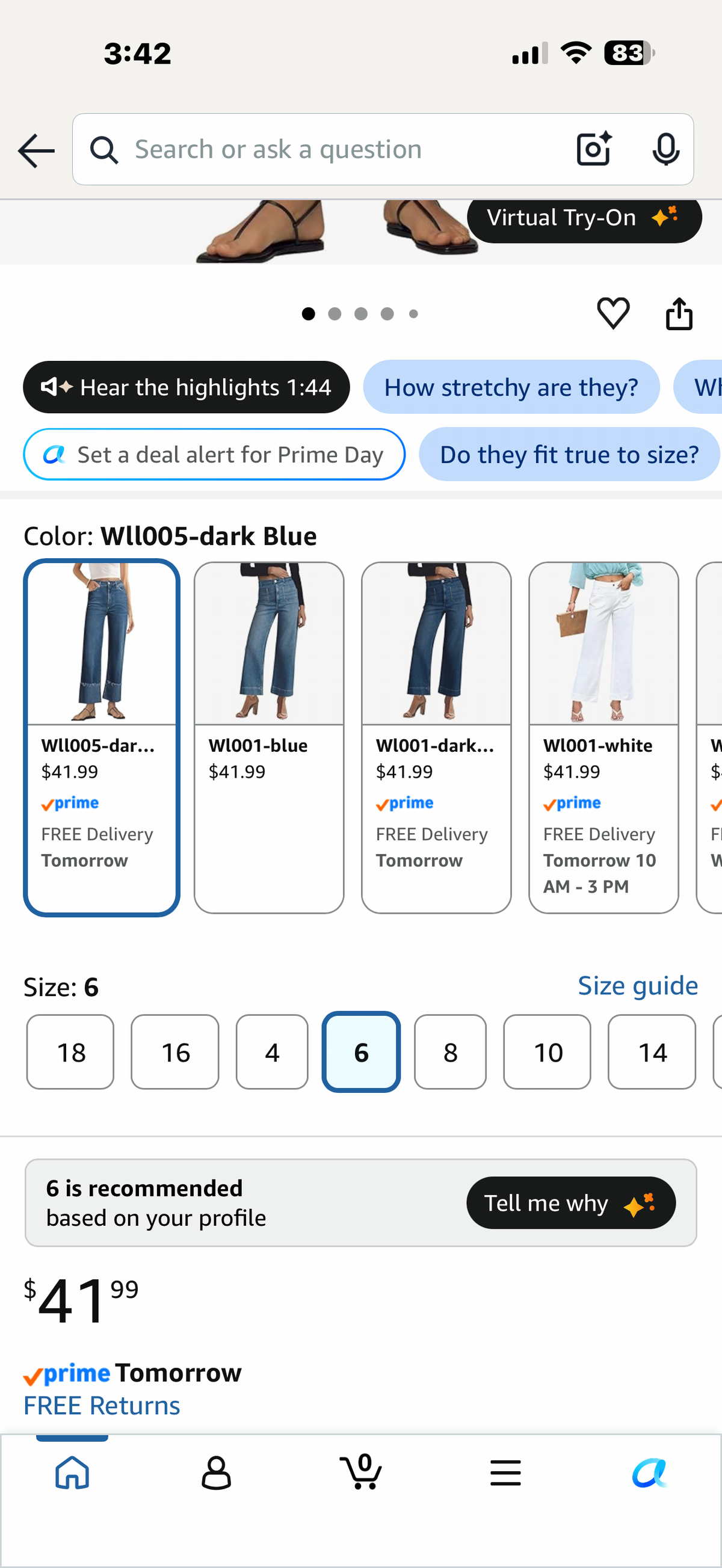 KUNMI Women's Wide Leg Jeans High Waisted Straight Leg Stretchy Denim Pants with Pockets (Size 6)
