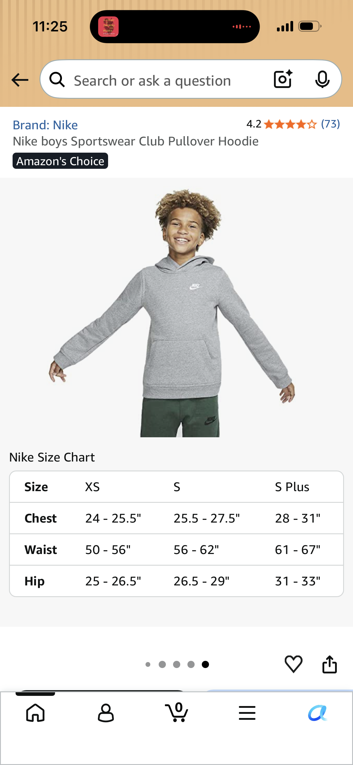 Nike boys Sportswear Club Pullover Hoodie (Size Small)