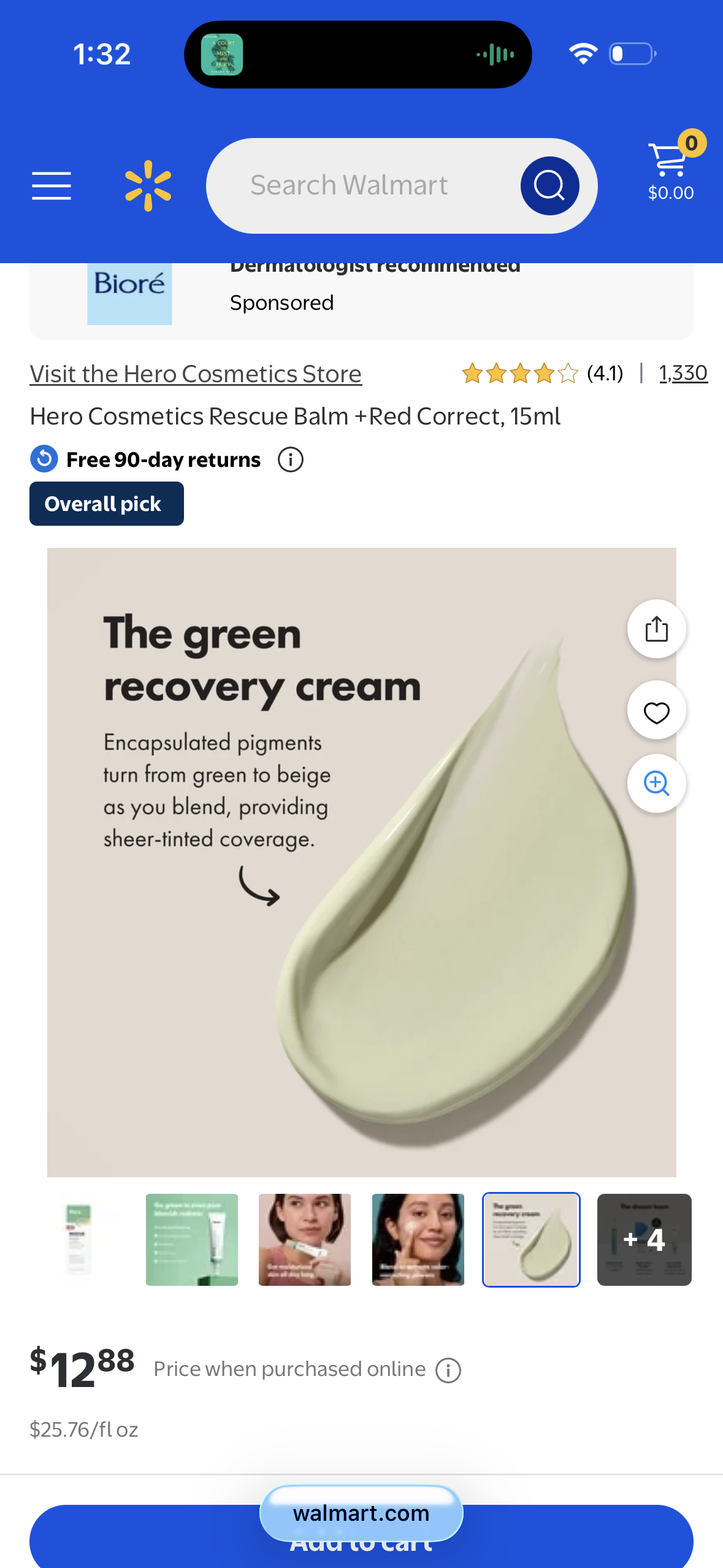 Hero Cosmetics Rescue Balm +Red Correct, 15ml