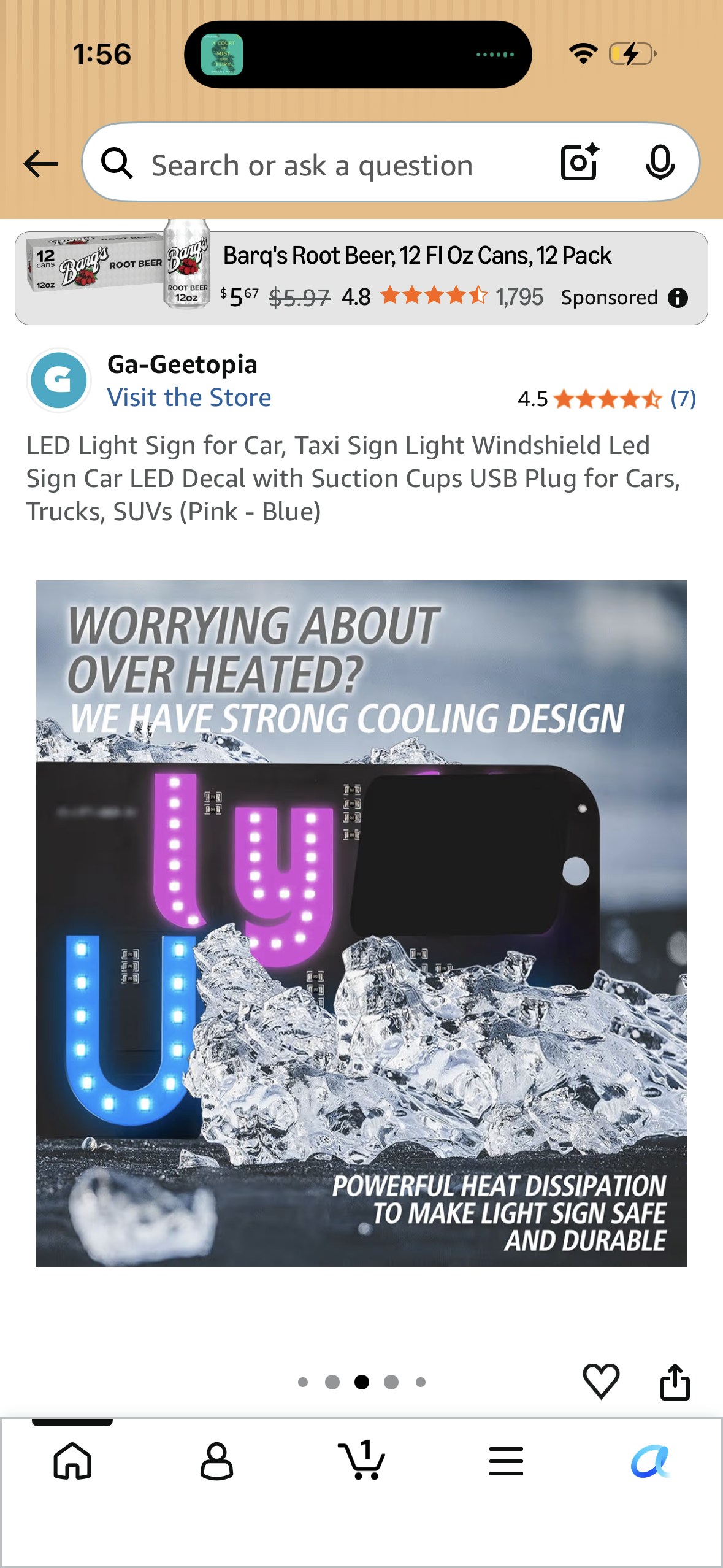 LED Light Sign for Car, Taxi Sign Light Windshield Led Sign Car LED Decal with Suction Cups USB Plug for Cars, Trucks, SUVs (Pink - Blue)