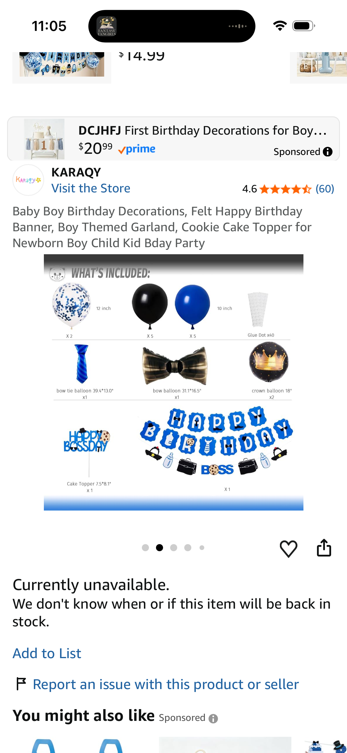 Baby Boy Birthday Decorations, Felt Happy Birthday Banner, Boy Themed Garland, Cookie Cake Topper for Newborn Boy Child Kid Bday Party
