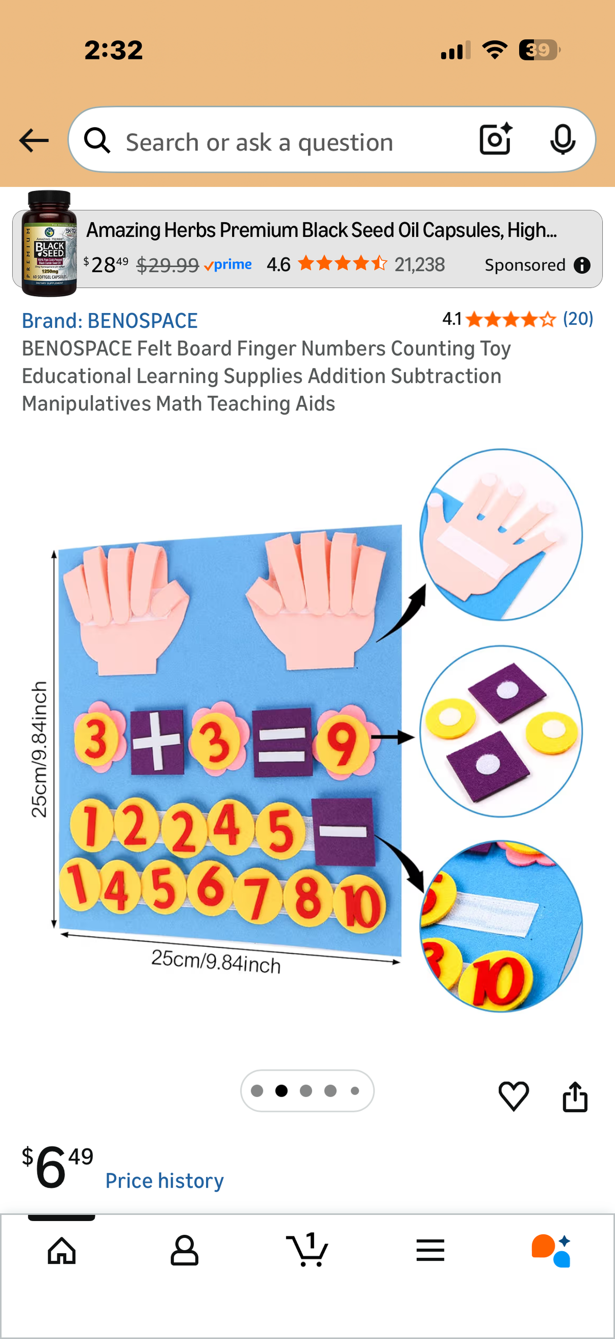 BENOSPACE Felt Board Finger Numbers Counting Toy Educational Learning Supplies Addition Subtraction Manipulatives Math Teaching Aids