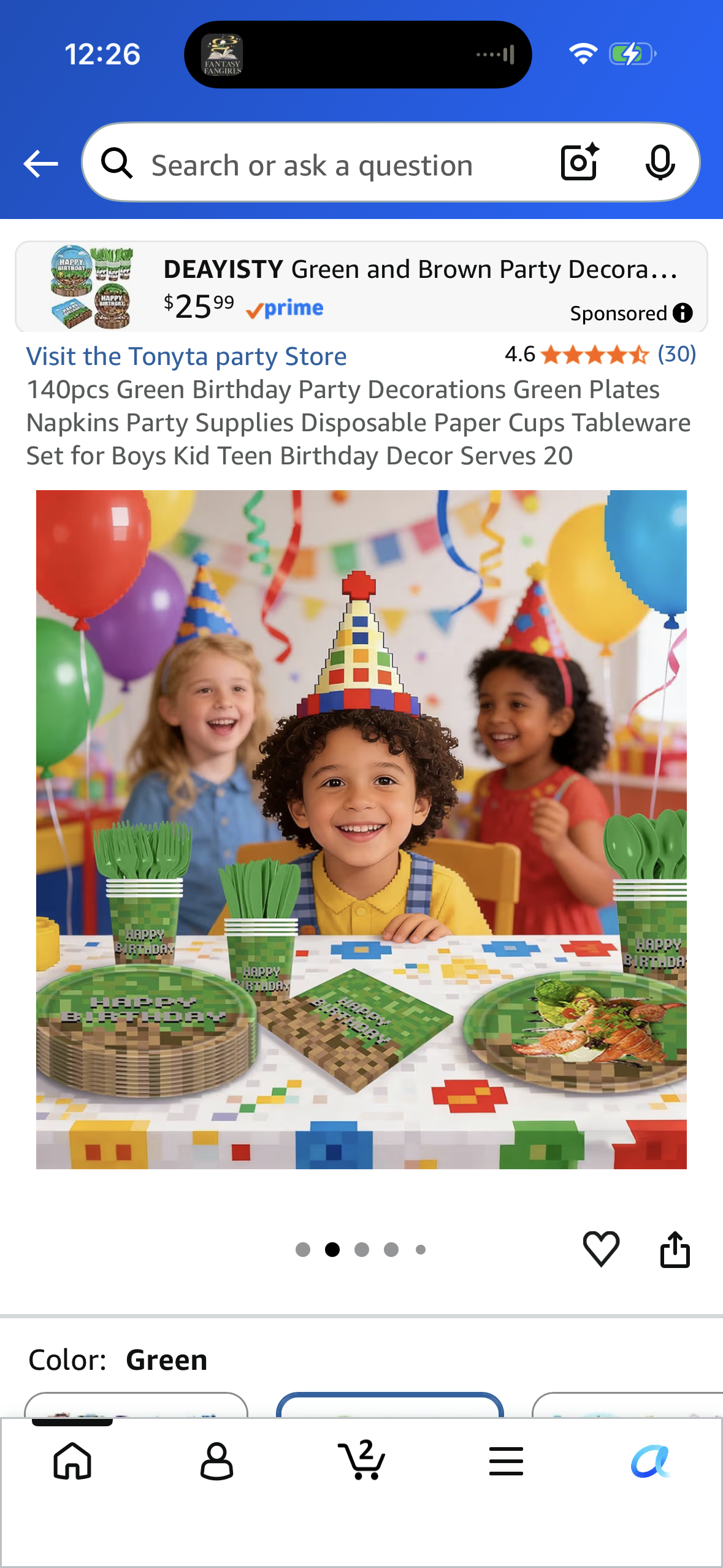 140pcs Green Birthday Party Decorations Green Plates Napkins Party Supplies Disposable Paper Cups Tableware Set for Boys Kid Teen Birthday Decor Serves 20
