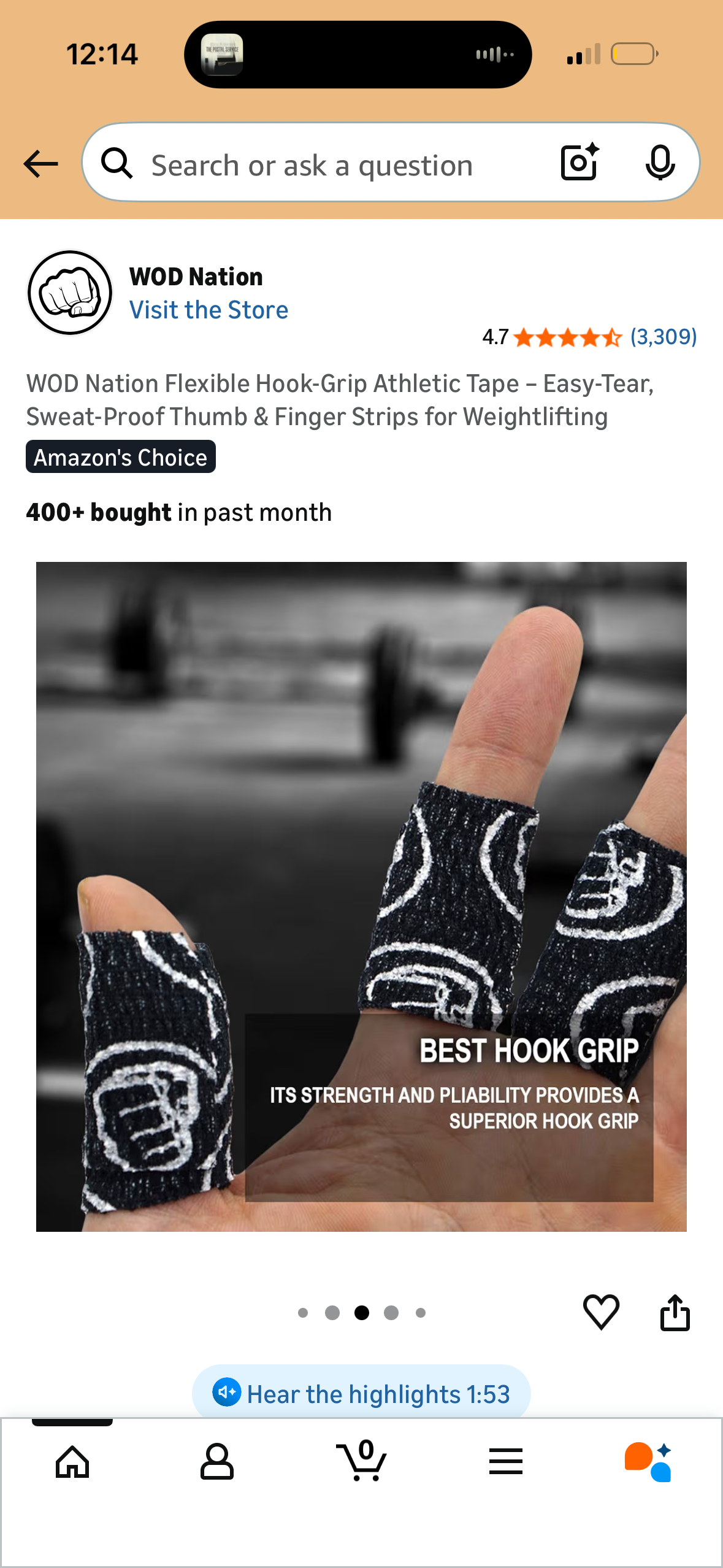 WOD Nation Flexible Hook-Grip Athletic Tape – Easy-Tear, Sweat-Proof Thumb & Finger Strips for Weightlifting, Red