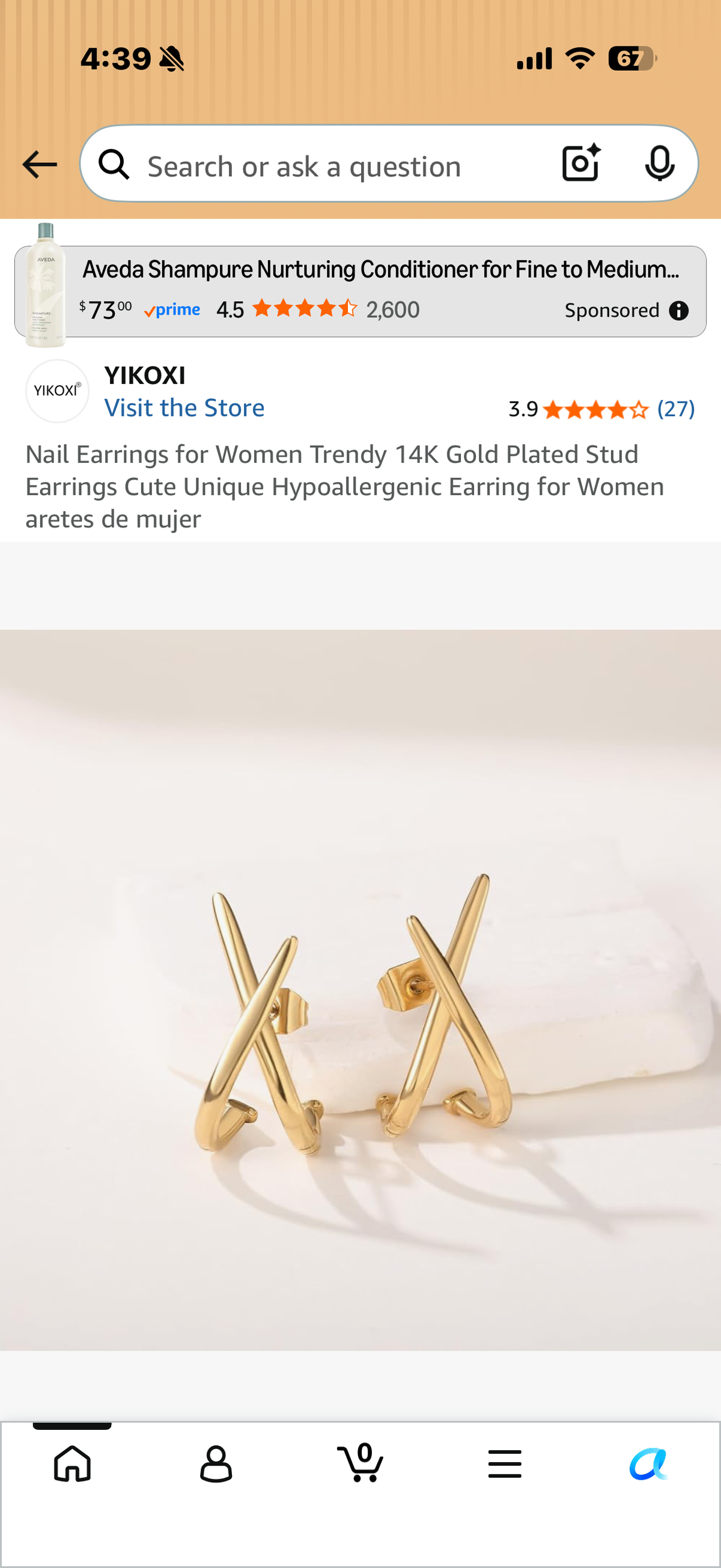 Nail Earrings for Women Trendy 14K Gold Plated Stud Earrings Cute Unique Hypoallergenic Earring for Women aretes de mujer