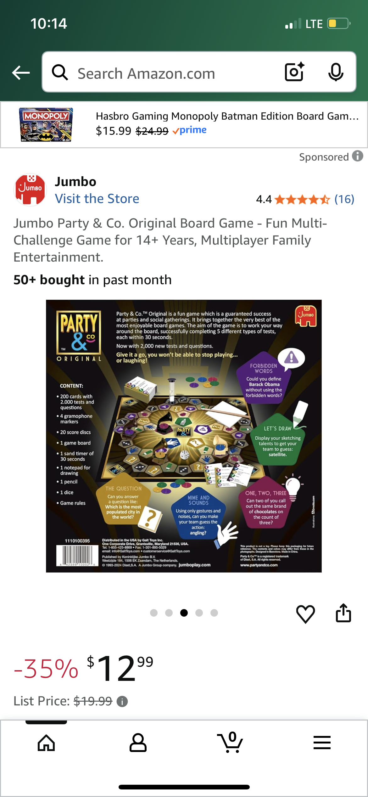 Jumbo Party & Co. Original Board Game - Fun Multi-Challenge Game for 14+ Years, Multiplayer Family Entertainment.