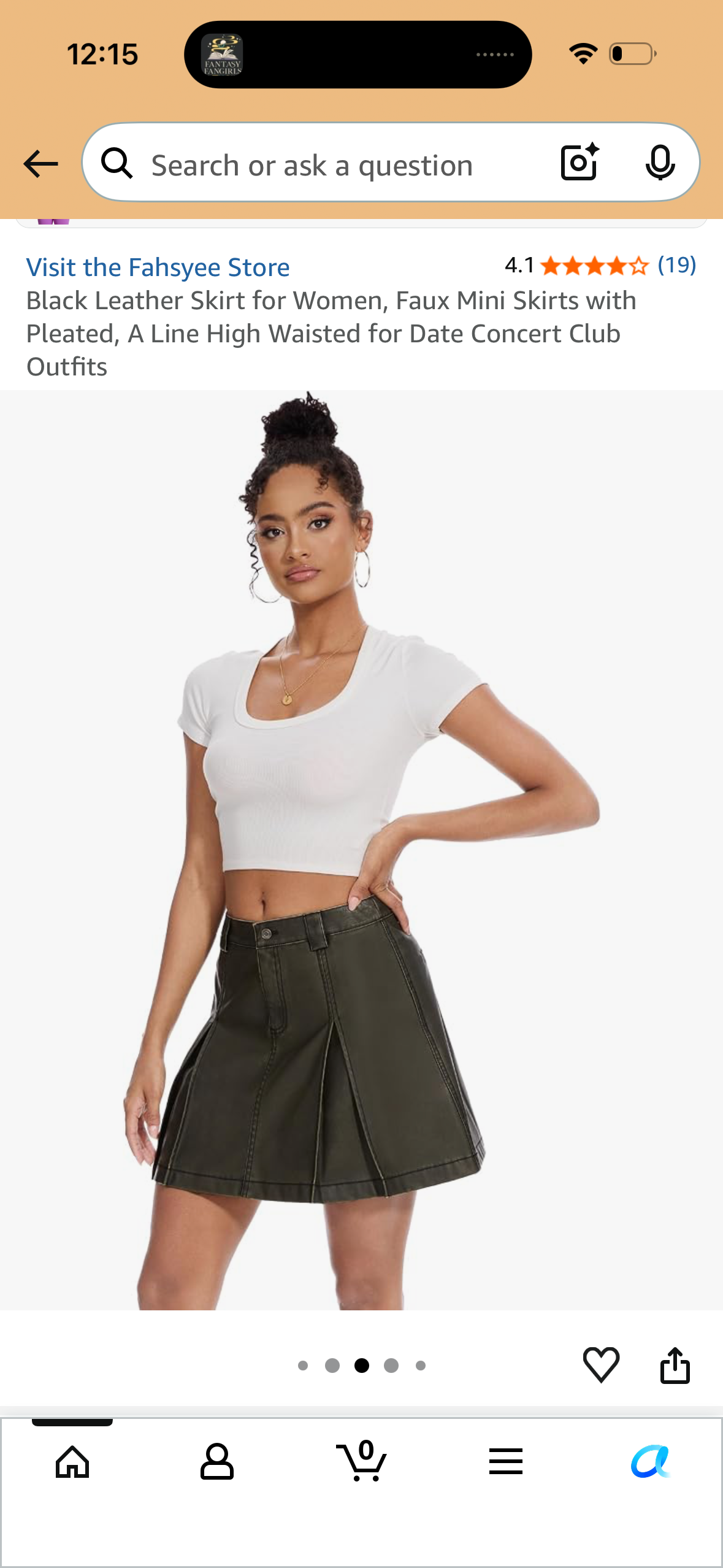 Black Leather Skirt for Women, Faux Mini Skirts with Pleated, A Line High Waisted for Date Concert Club Outfits (Size Medium)