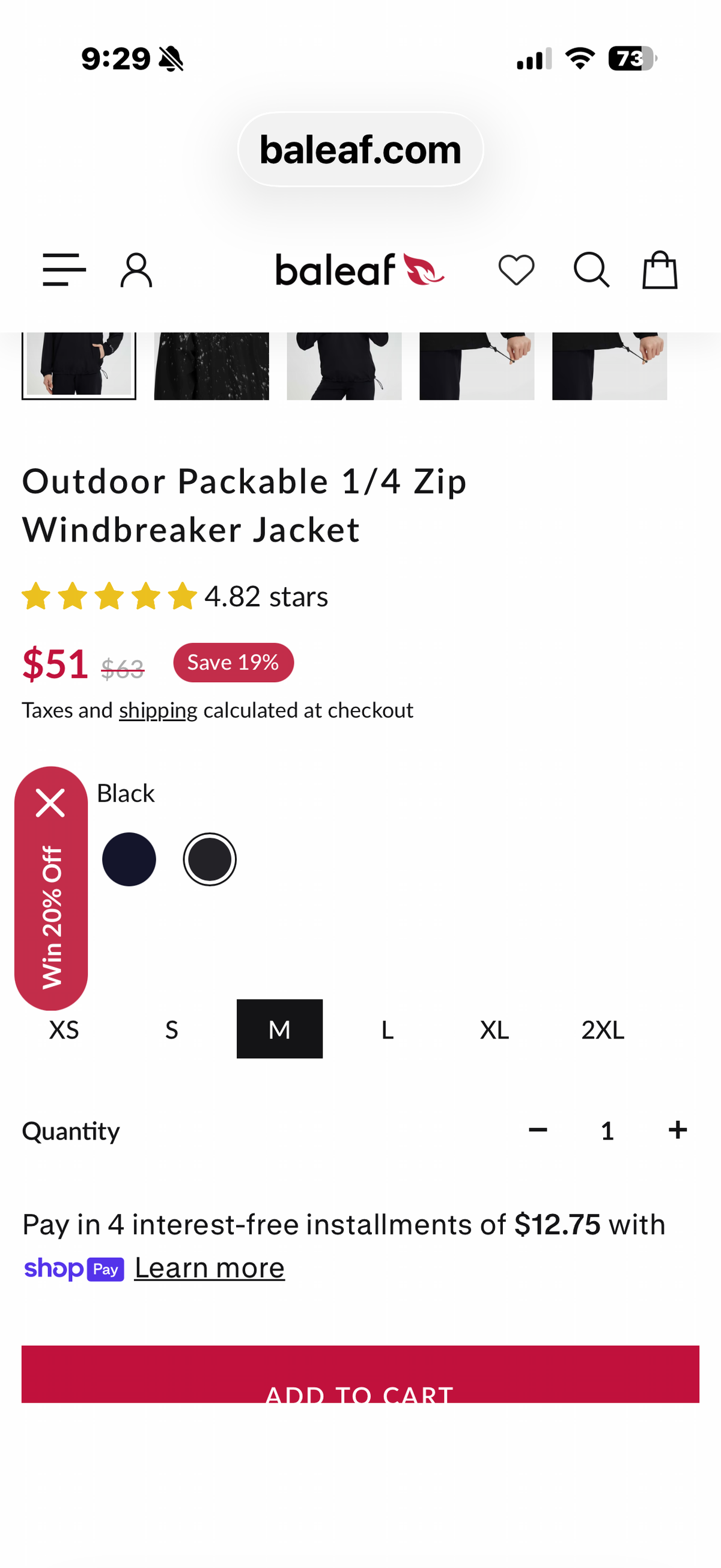 baleaf Women's Rain Jackets Waterproof Lightweight Packable Windbreaker Hooded 1/4 Zip Raincoats for Outdoor (Size Medium)