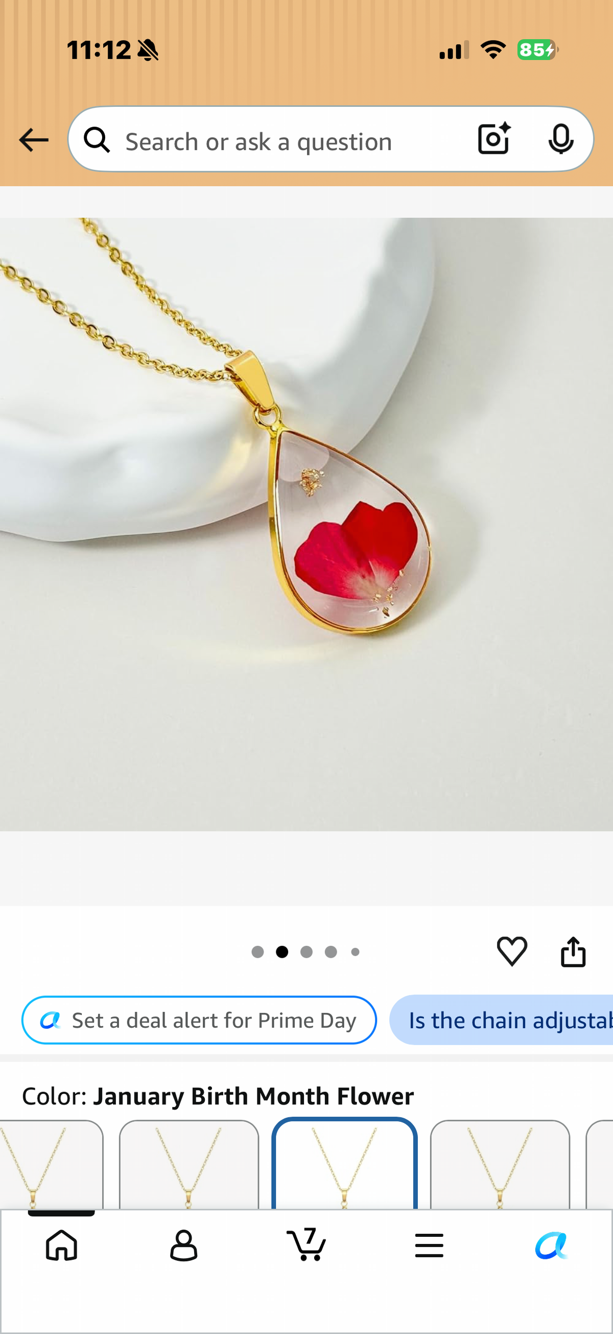 Birth Flower Necklace for Women,Real Pressed Flower Necklace,Handmade Month Jewelry,Personalized Plant,Unique Holiday Gift,Teardrop Pendant JANUARY