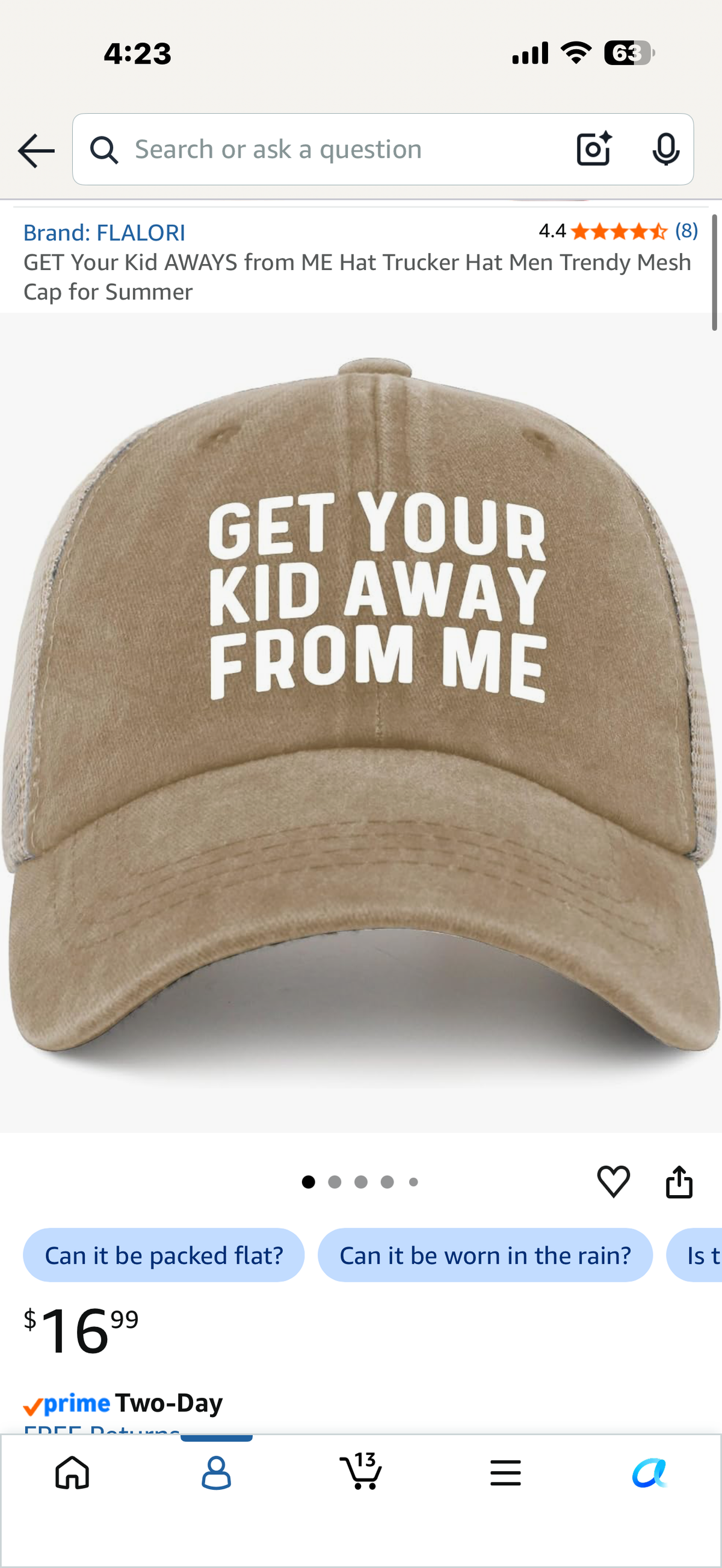 GET Your Kid AWAYS from ME Hat Trucker Hat Men Trendy Mesh Cap for Summer