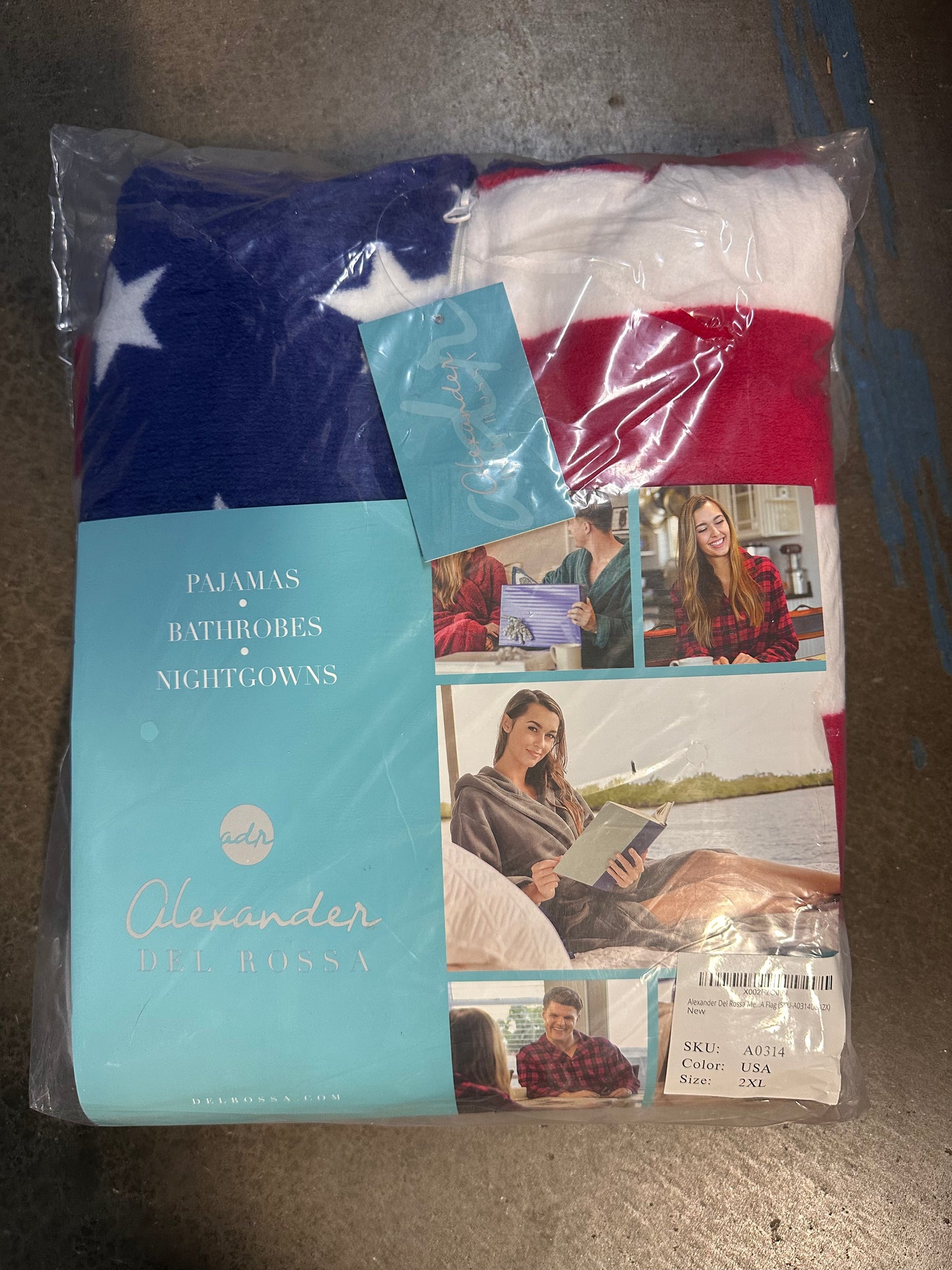 Alexander Del Rossa Warm Fleece One Piece Pajamas, Adult Onesie with Hoodie, American Flag Limited Edition (Size S)