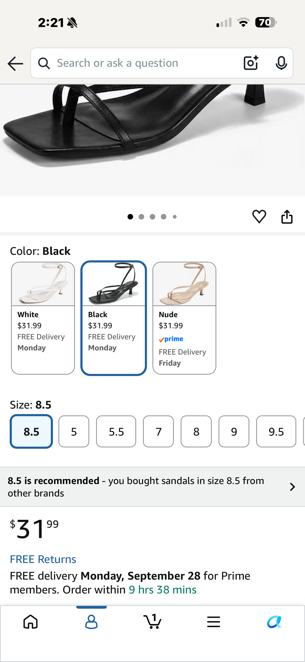 Women's Kitten Heels Strappy Square Toe Flip Flop Heels Dress Thong Heels (Size 8.5)