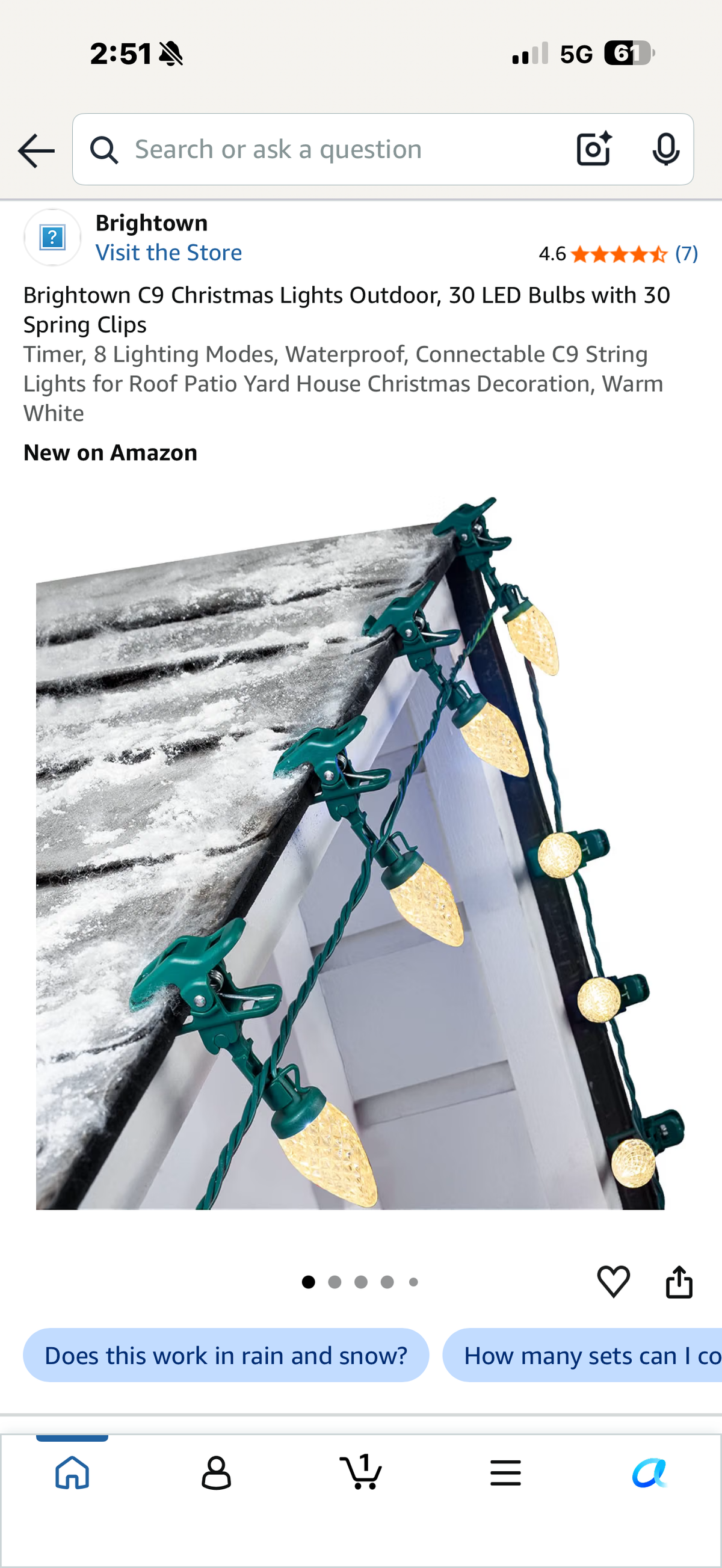 Brightown C9 Christmas Lights Outdoor, 30 LED Bulbs with 30 Spring Clips