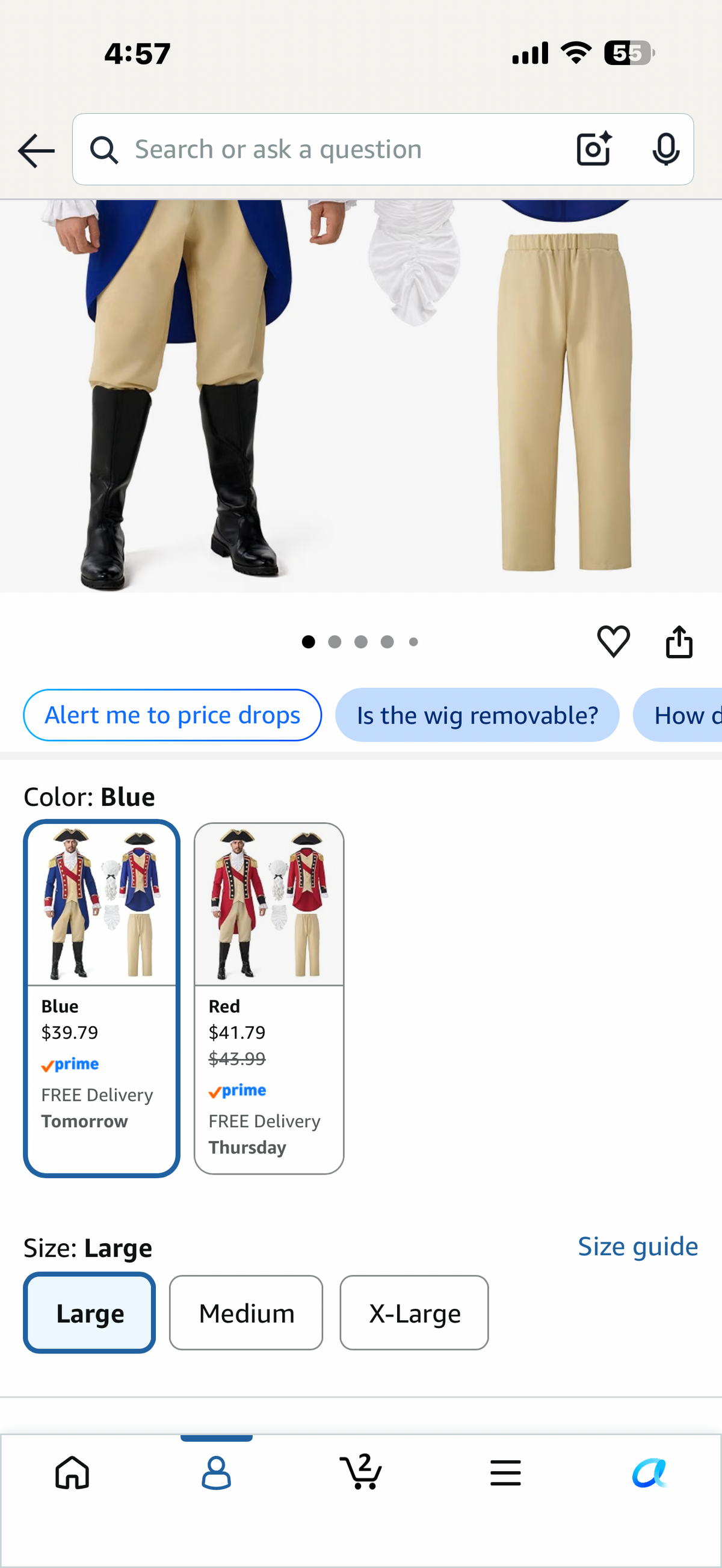Spooktacular Creations Men's Red George Washington Costume, Colonial Costume Adult for Men, Historical Outfit for Cos (Size Large)