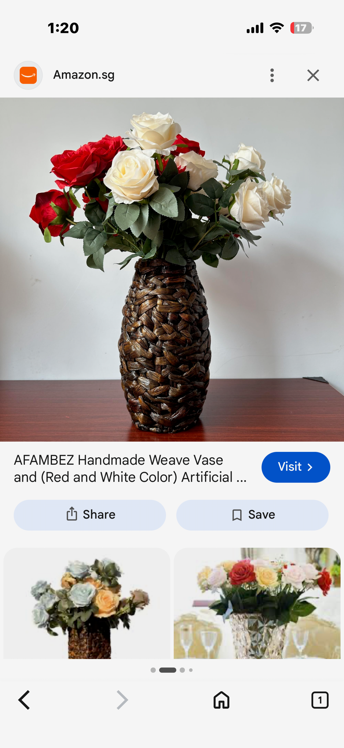 Weave Vase With Artificial Flowers