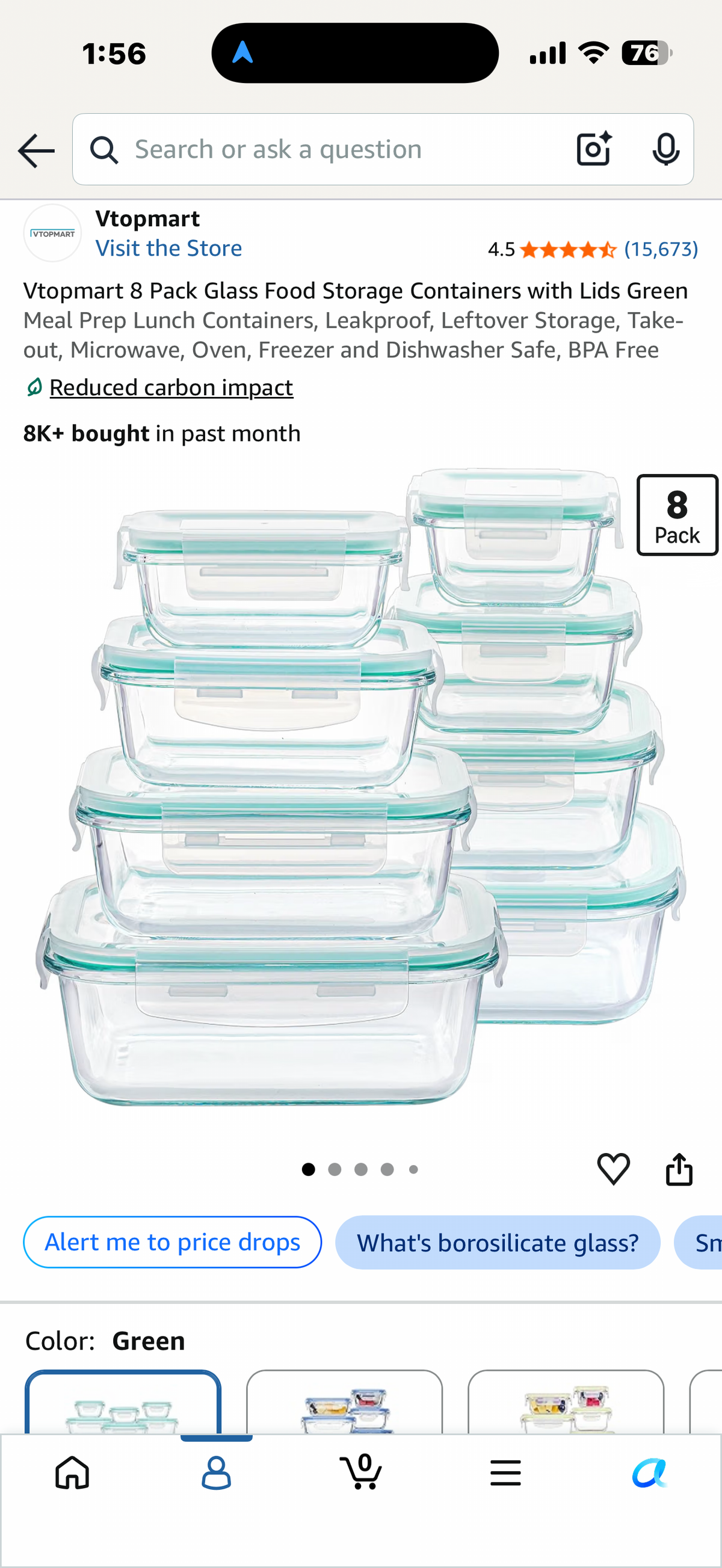 8 Pack Glass Food Storage Containers