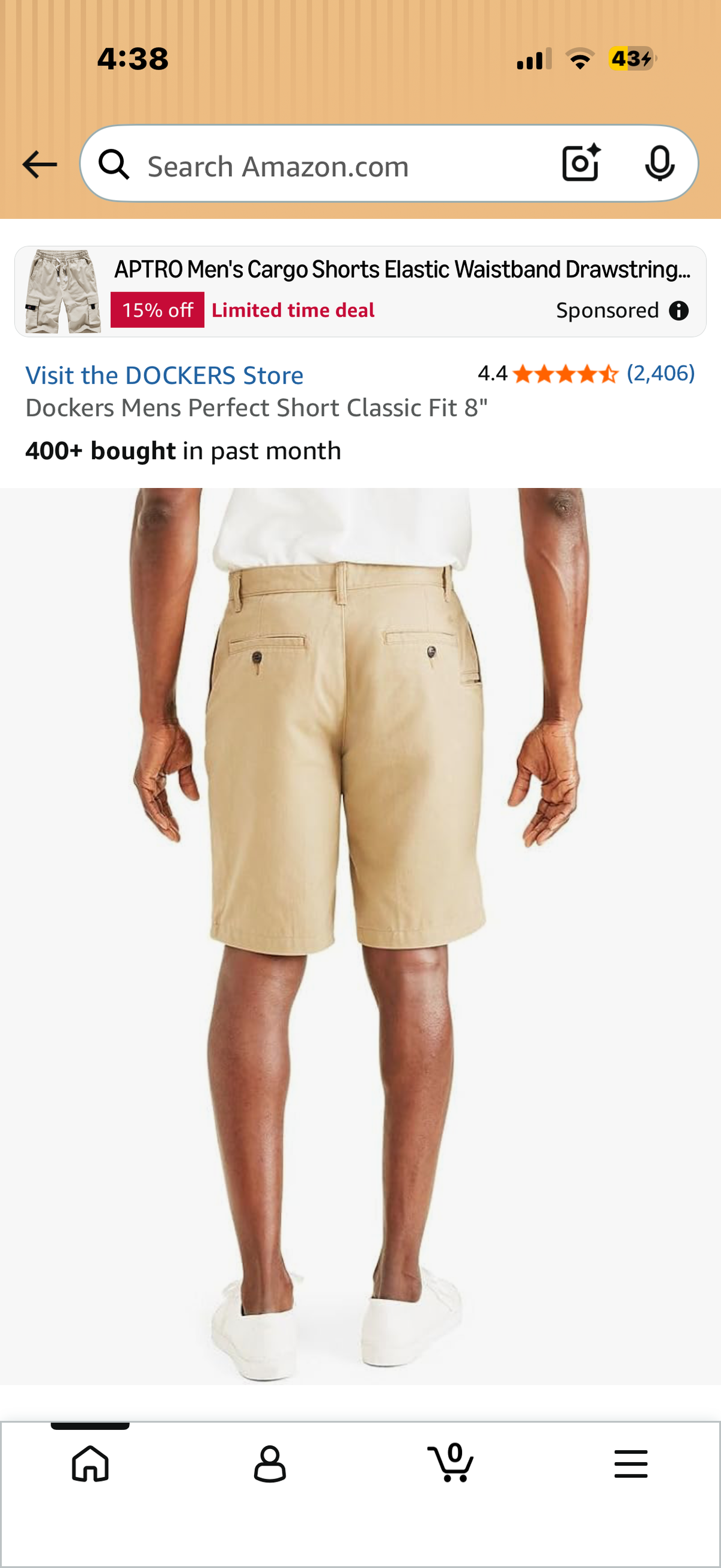 Dockers Mens Perfect Short Classic Fit 8” (Size 38 waist)
