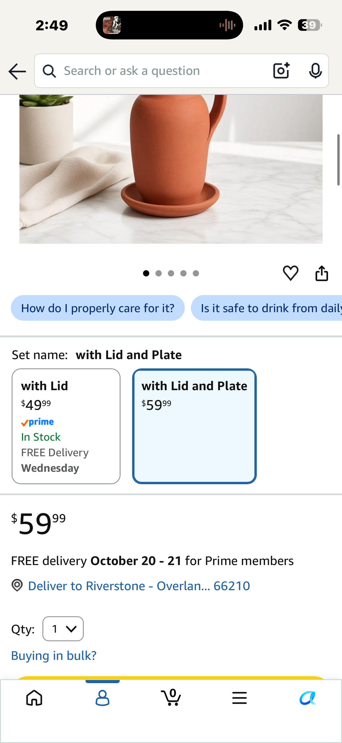 Handmade Natural Clay Terracotta Earthenware Earthen Water Pitcher Jug Pot with Lid for Drinking Drink Ayurveda Healthy Unglazed Pottery Style Indian Mud Kitchen Farmhouse Bottle Mexican Bohemian