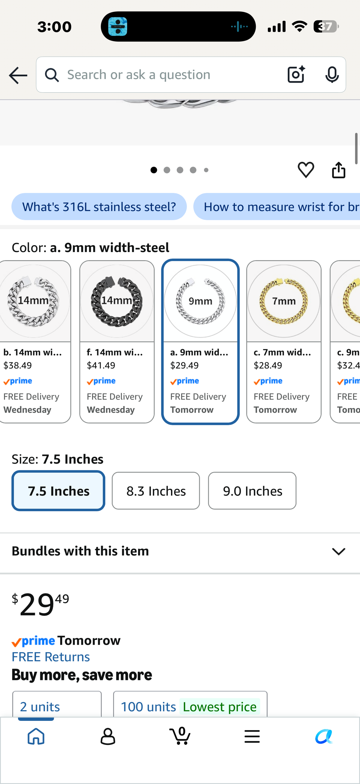 ChainsHouse Stainless Steel Cuban Link Bracelet for Men, 9mm Width, 8.3 Length, Black/18K Gold Plated Chain Wrist Bracelets
