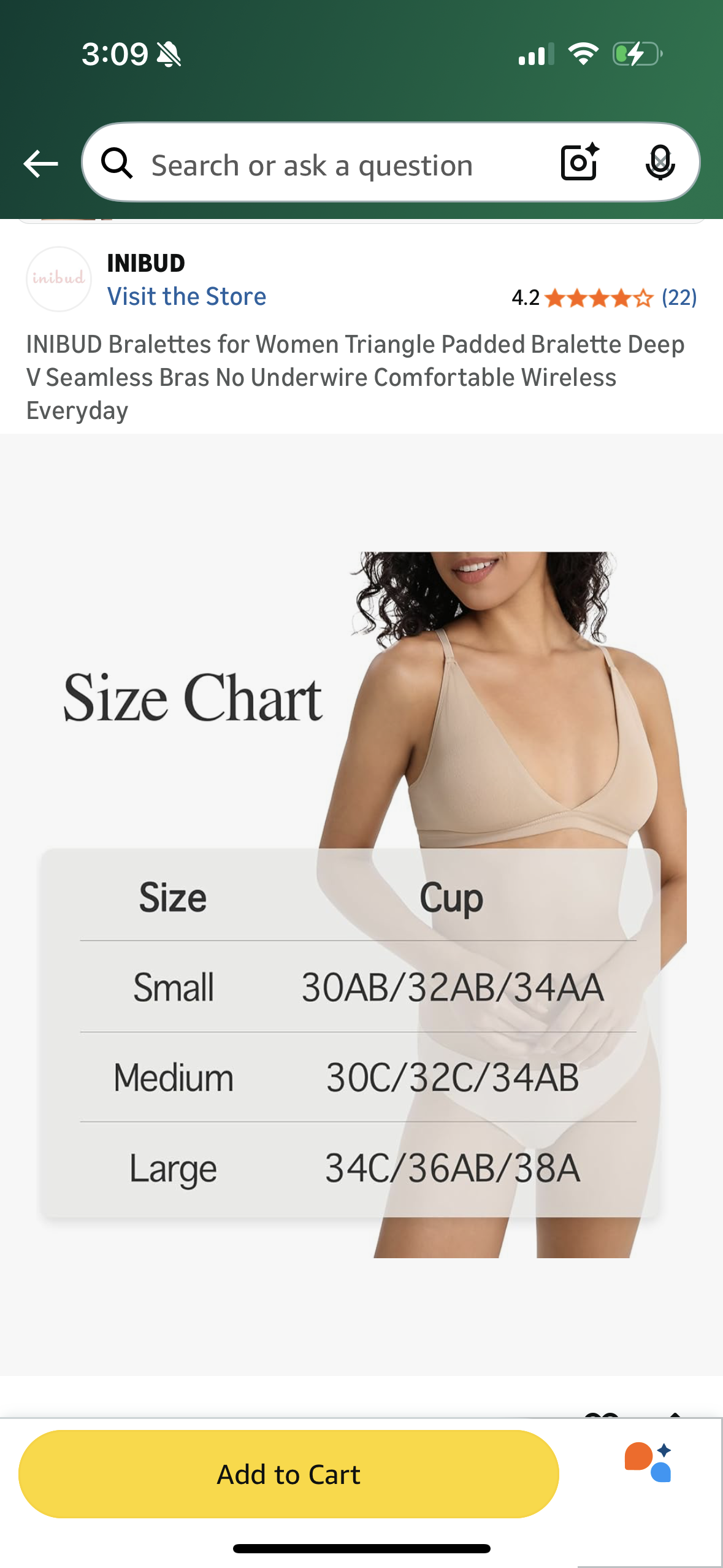 INIBUD Seamless Bras for Women Wireless Push Up Bras No Underwire Comfortable V Neck Full Coverage Padded Bralette Black and Nude (Size Large)