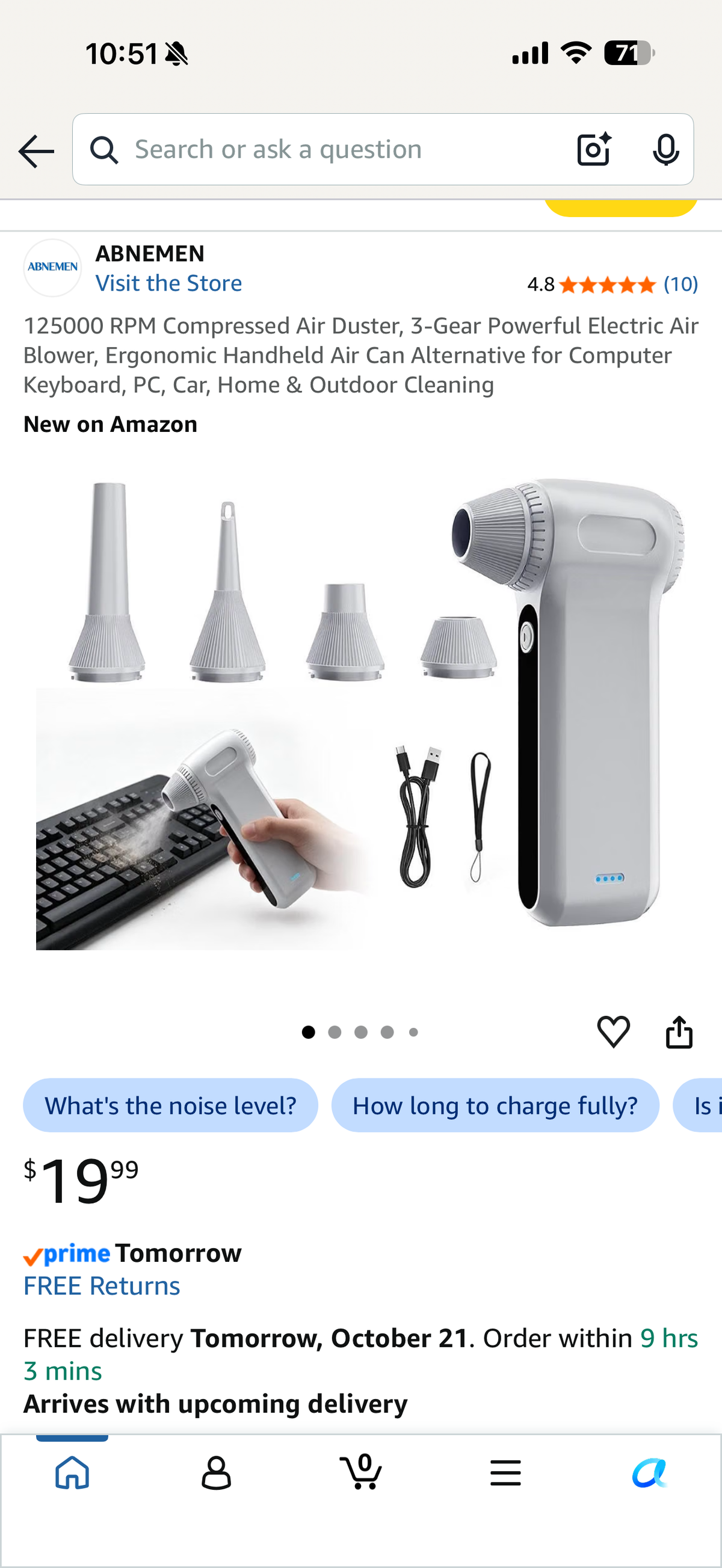 125000 RPM Compressed Air Duster