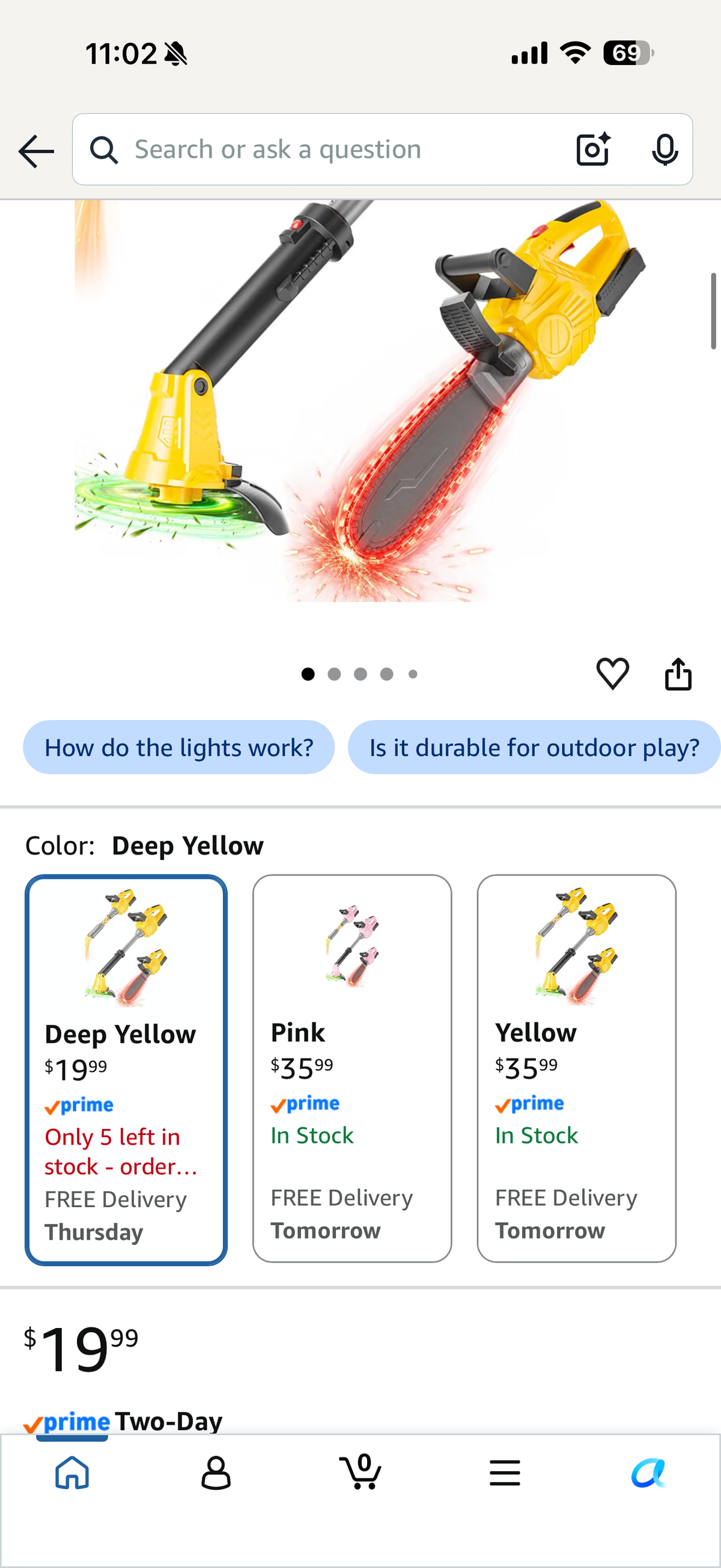 3 In 1 Tool Set Toy With Colorful Light (Deep Yellow)