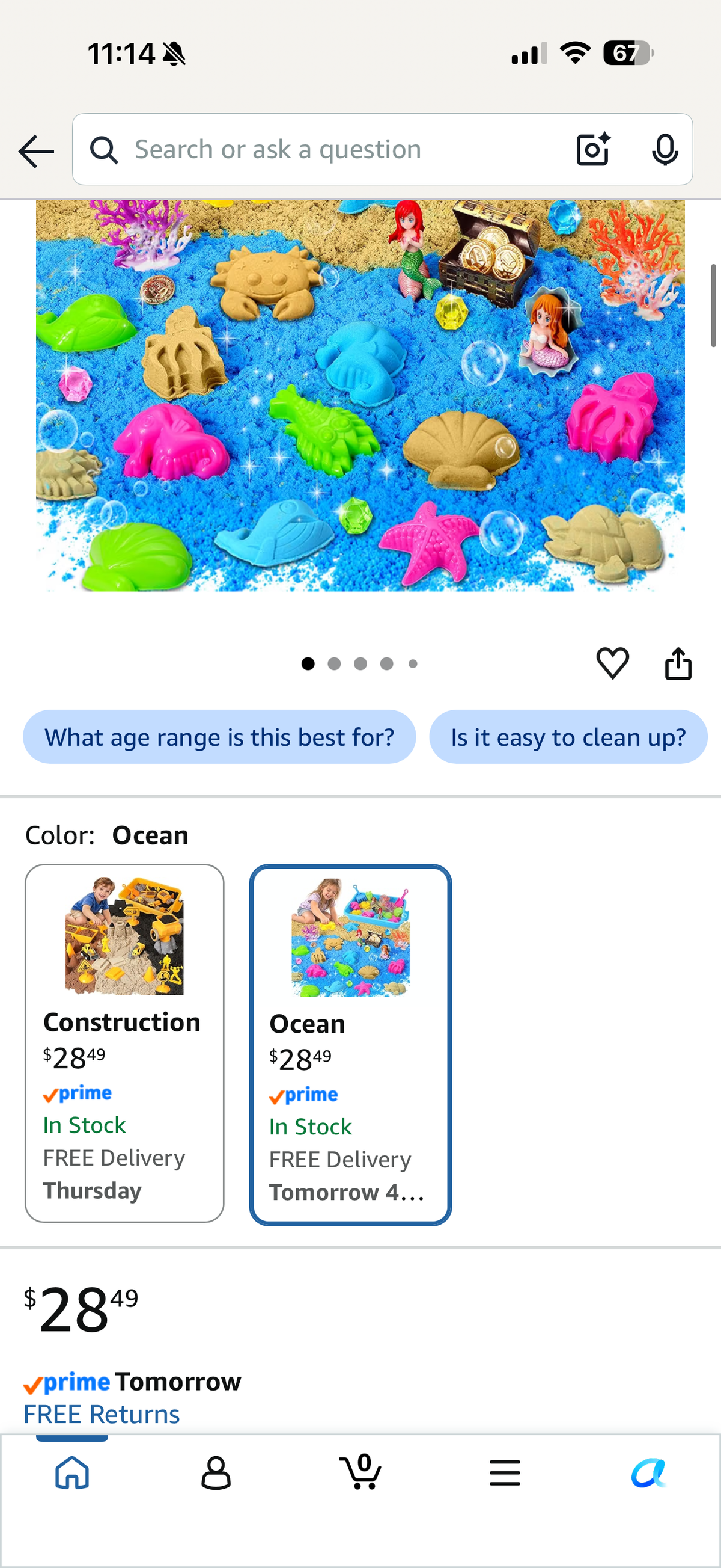 Sensory Sand Bin Toy for Kids 3+ Years Old, Ocean and Sea Themed