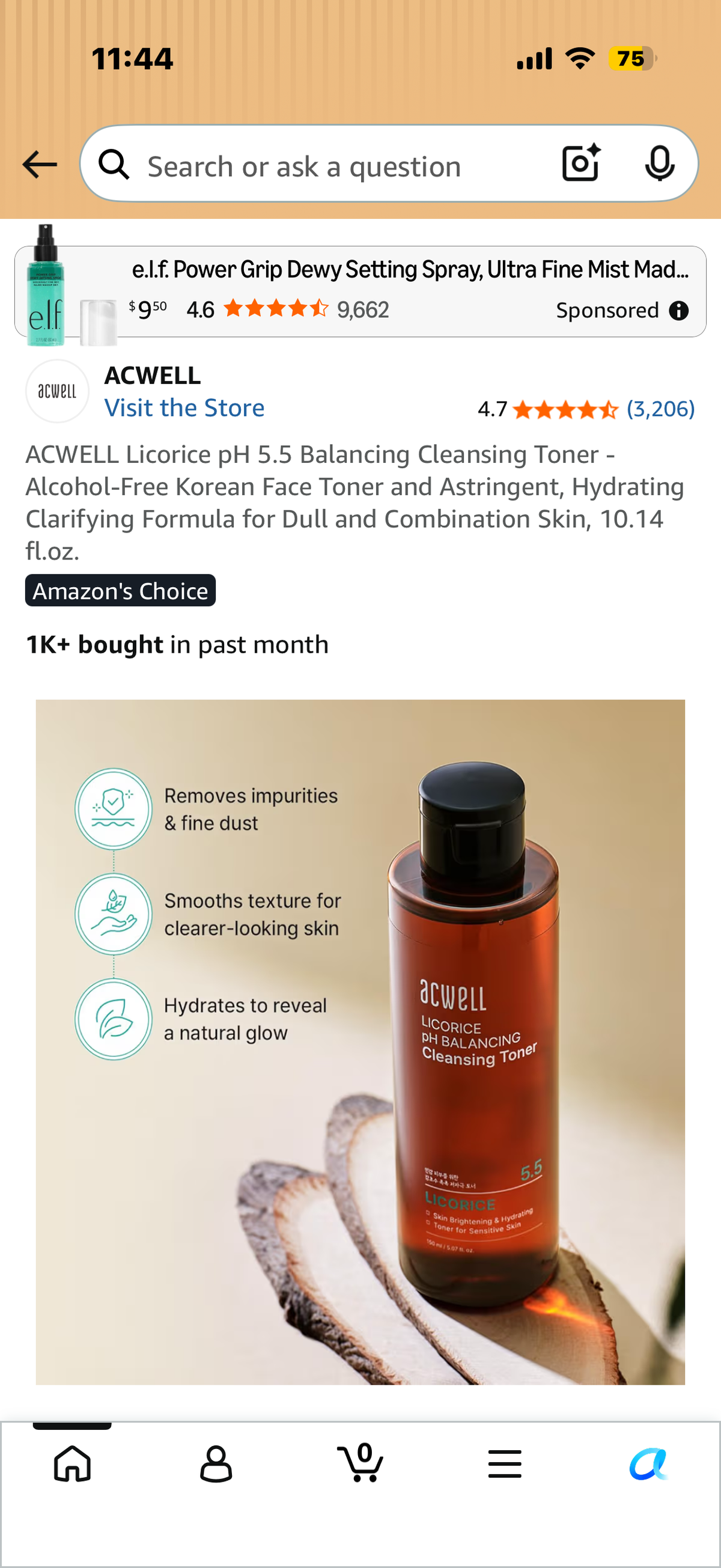 ACWELL Licorice pH 5.5 Balancing Cleansing Toner - Alcohol-Free Korean Face Toner and Astringent, Hydrating Clarifying Formula for Dull and Combination Skin, 10.14 fl.oz