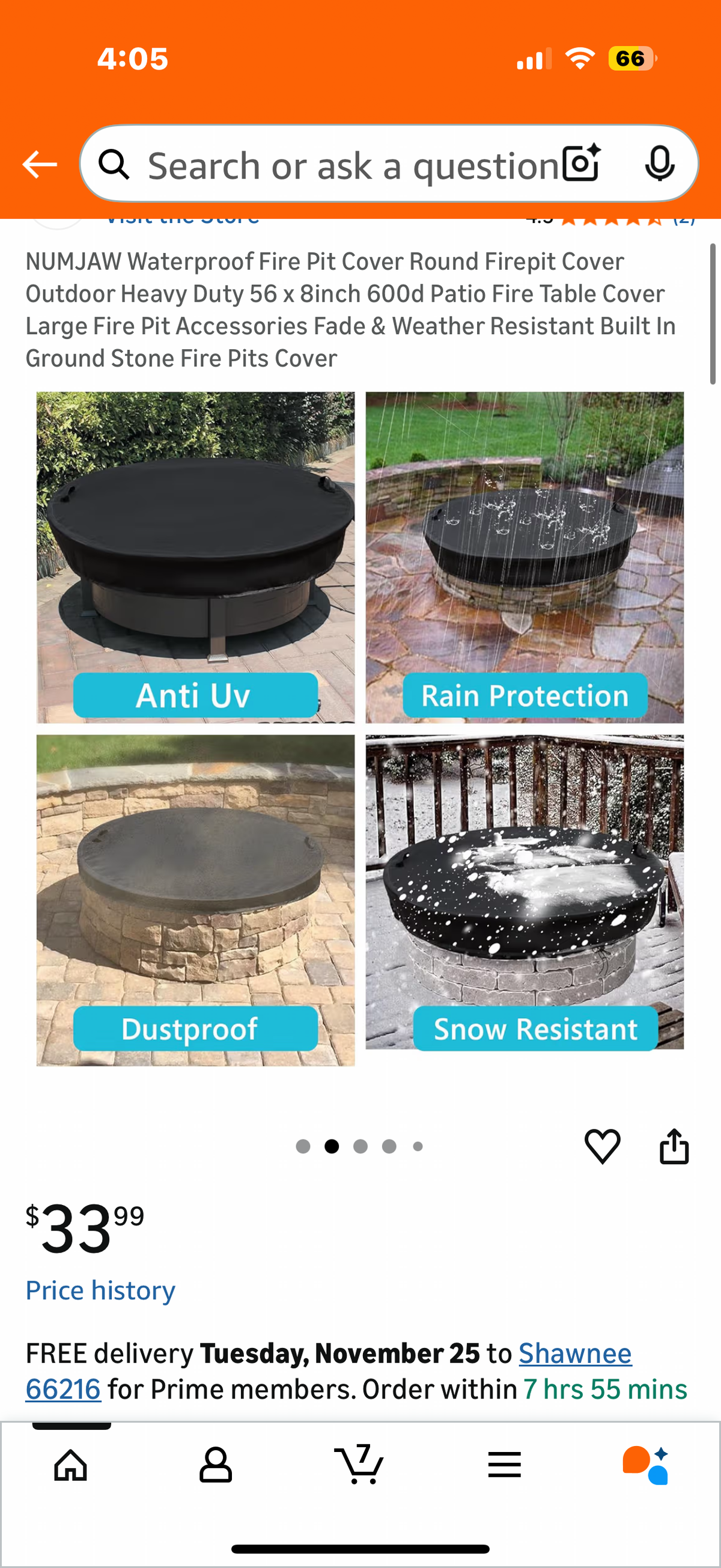 Waterproof Fire Pit Cover Round Firepit Cover Outdoor Heavy Duty 56 x 8inch 600d Patio Fire Table Cover Large Fire Pit Accessories Fade & Weather Resistant Built In Ground Stone Fire Pits Cover*