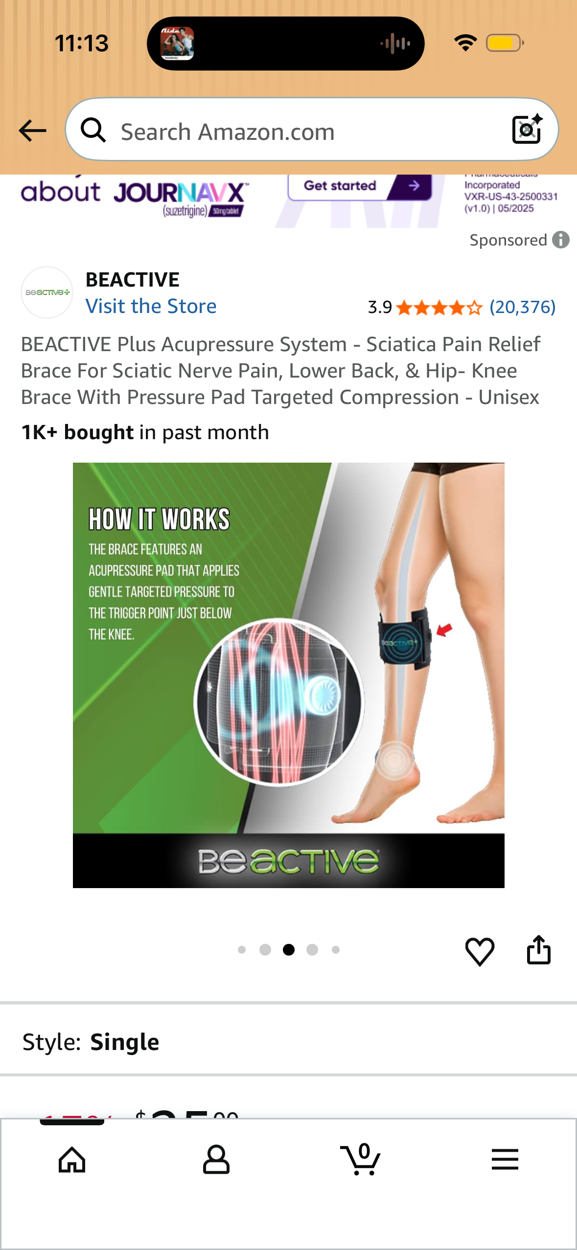 BEACTIVE Plus Acupressure System - Sciatica Pain Relief Brace For Sciatic Nerve Pain, Lower Back, & Hip- Knee Brace With Pressure Pad Targeted Compression - Unisex