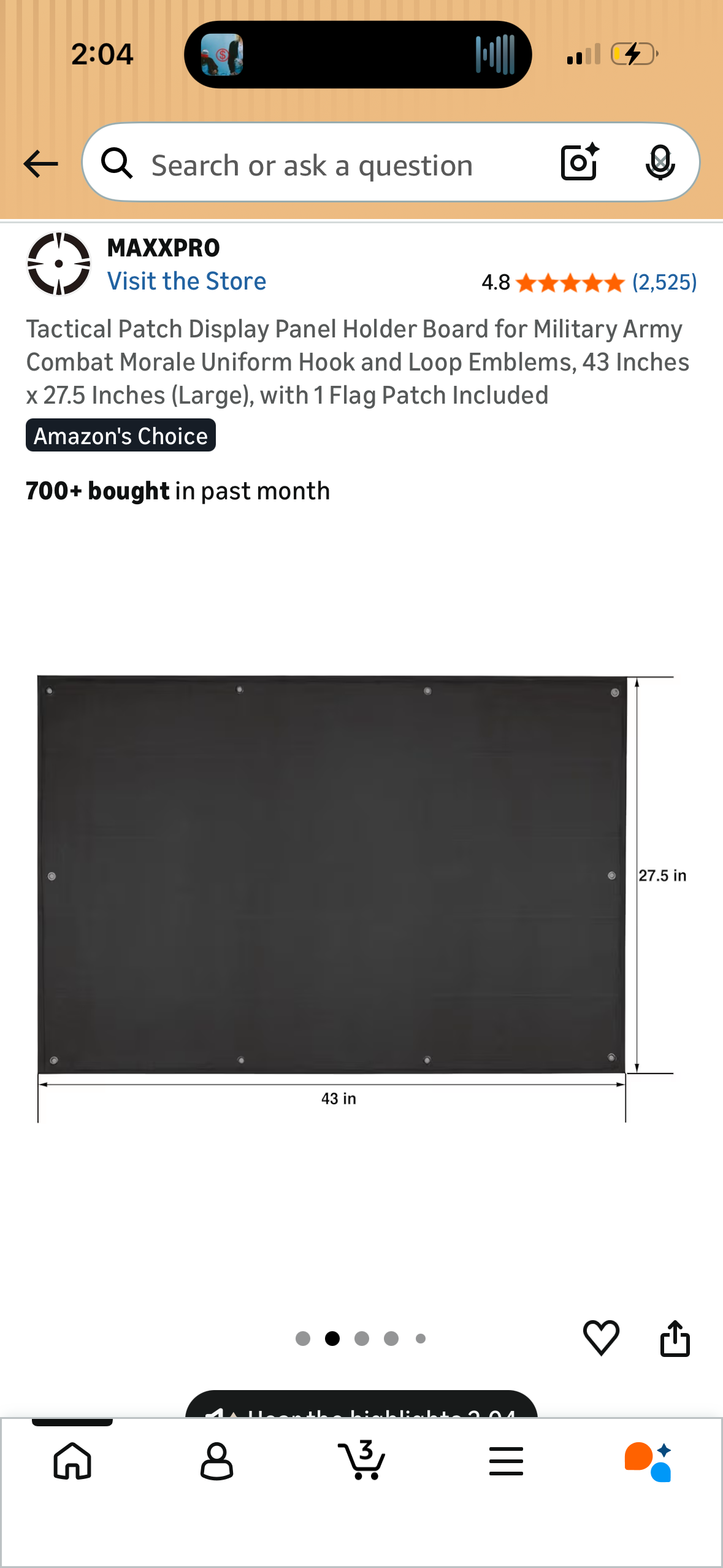 Tactical Patch Display Panel Holder Board for Military Army Combat Morale Uniform Hook and Loop Emblems, 43 Inches x 27.5 Inches (Large), with 1 Flag Patch Included