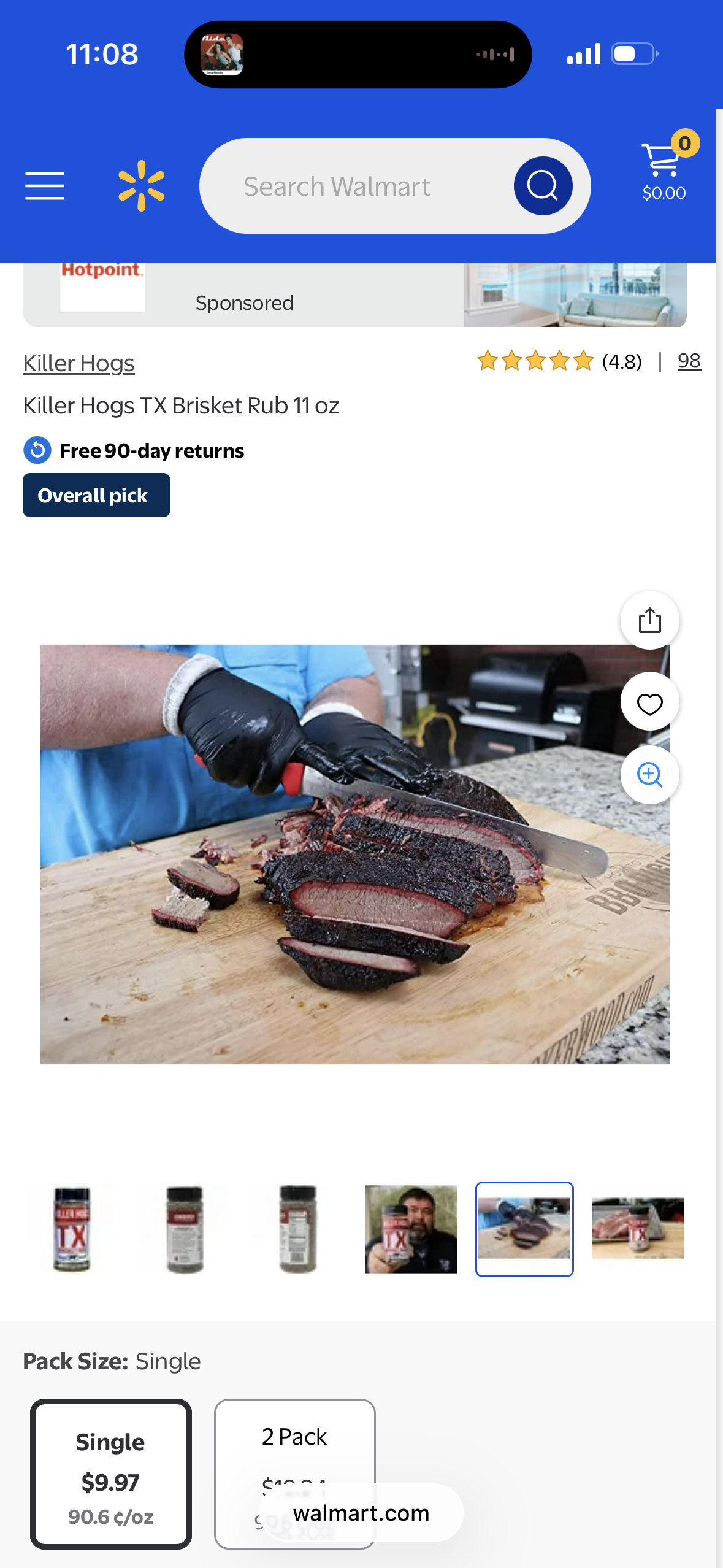 Killer Hogs TX Brisket Rub 11 oz