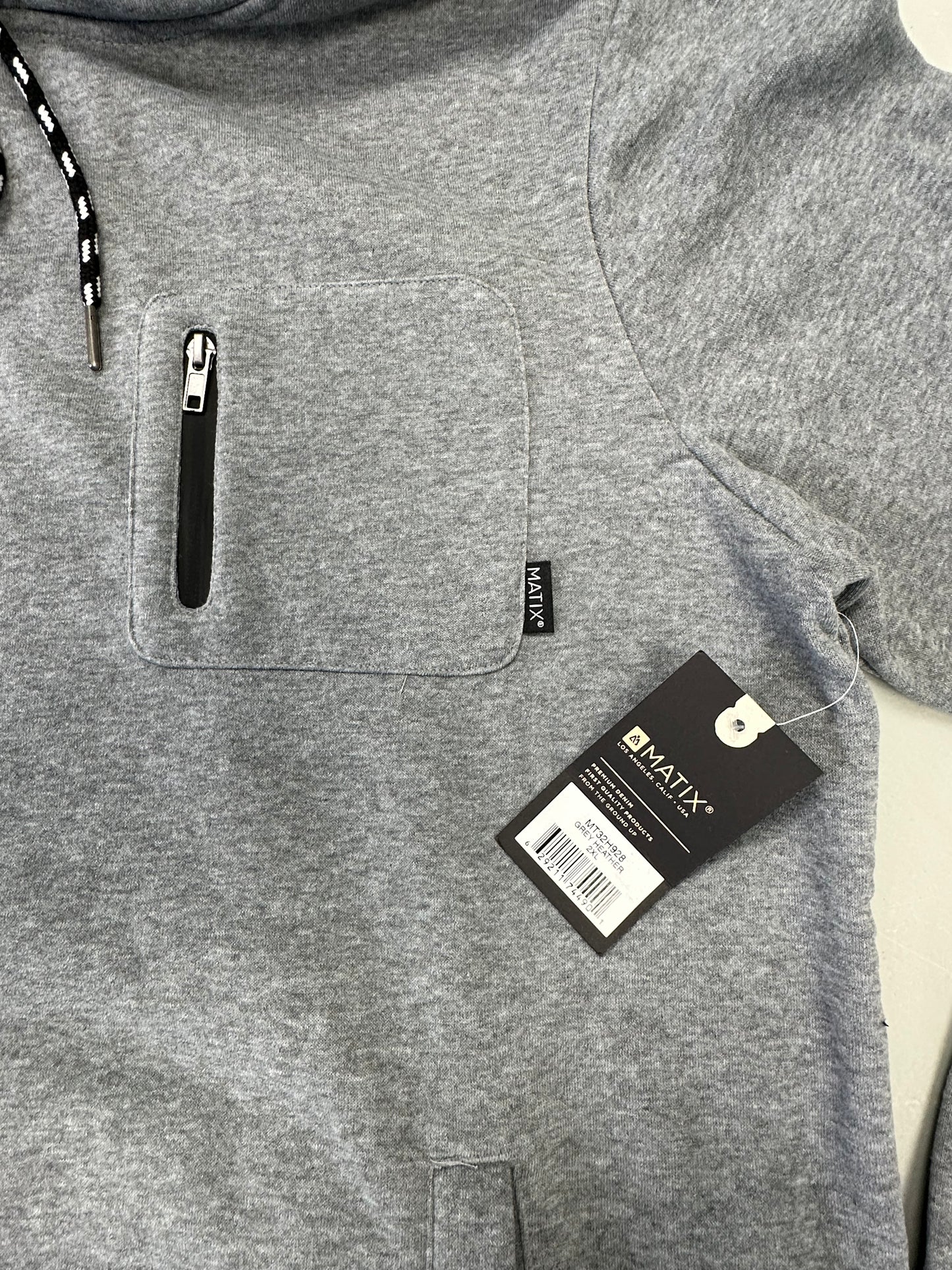 MATIX Men’s Hoodie 2XL Grey Heather Pullover Zipper Pocket (Size 2X)