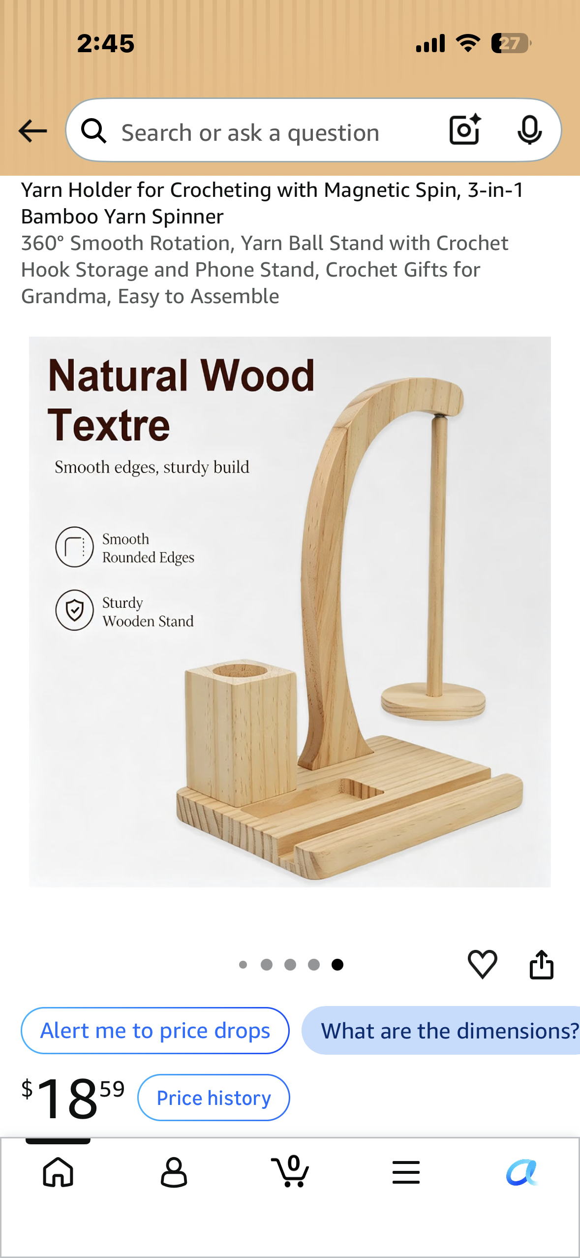 Yarn Holder for Crocheting with Magnetic Spin, 3‑in‑1 Bamboo Yarn Spinner