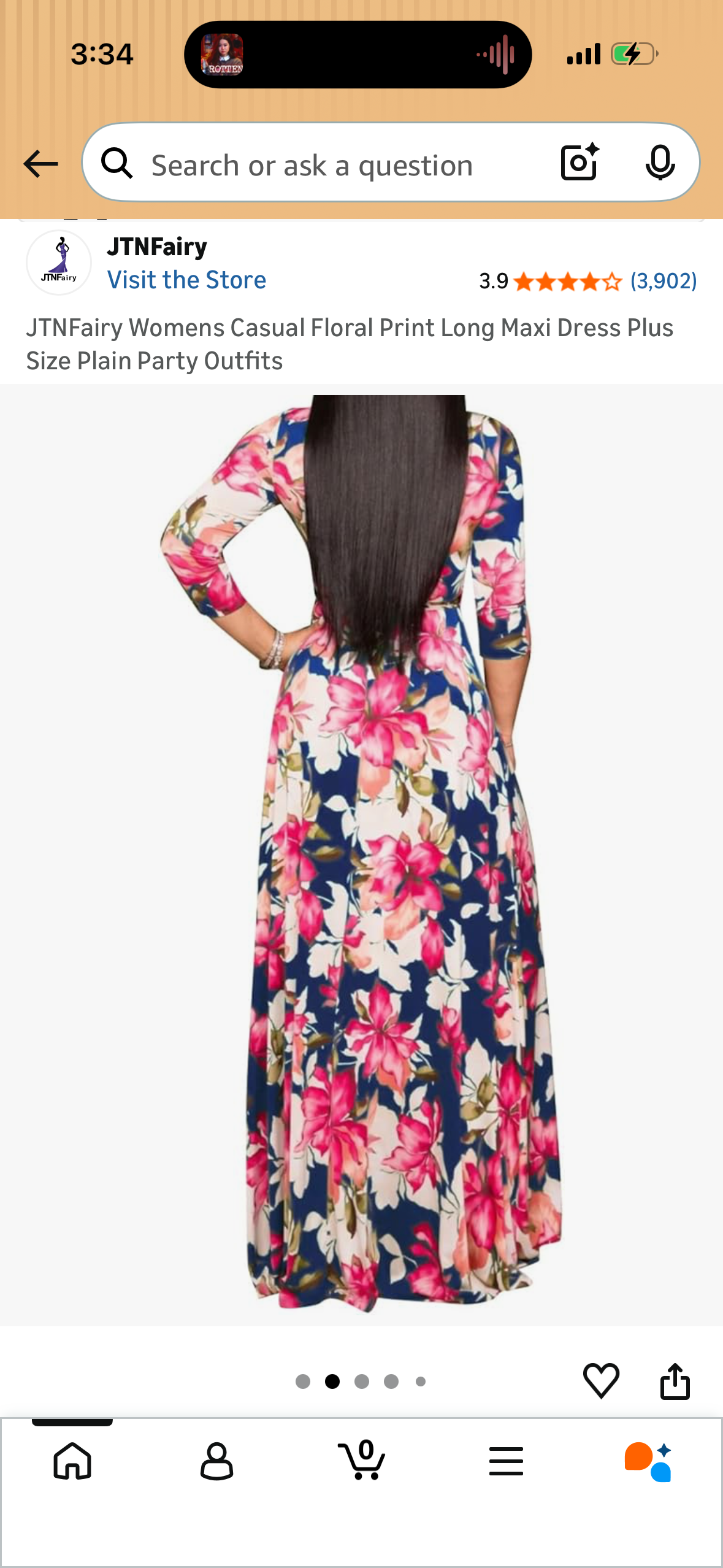 JTNFairy Womens Casual Floral Print Long Maxi Dress Plus Size Plain Party Outfits (Size Small)