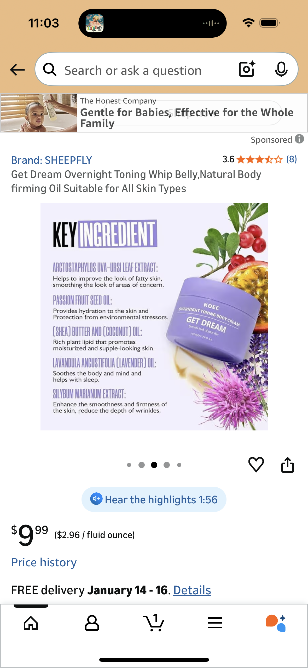 Overnight Toning Body Cream