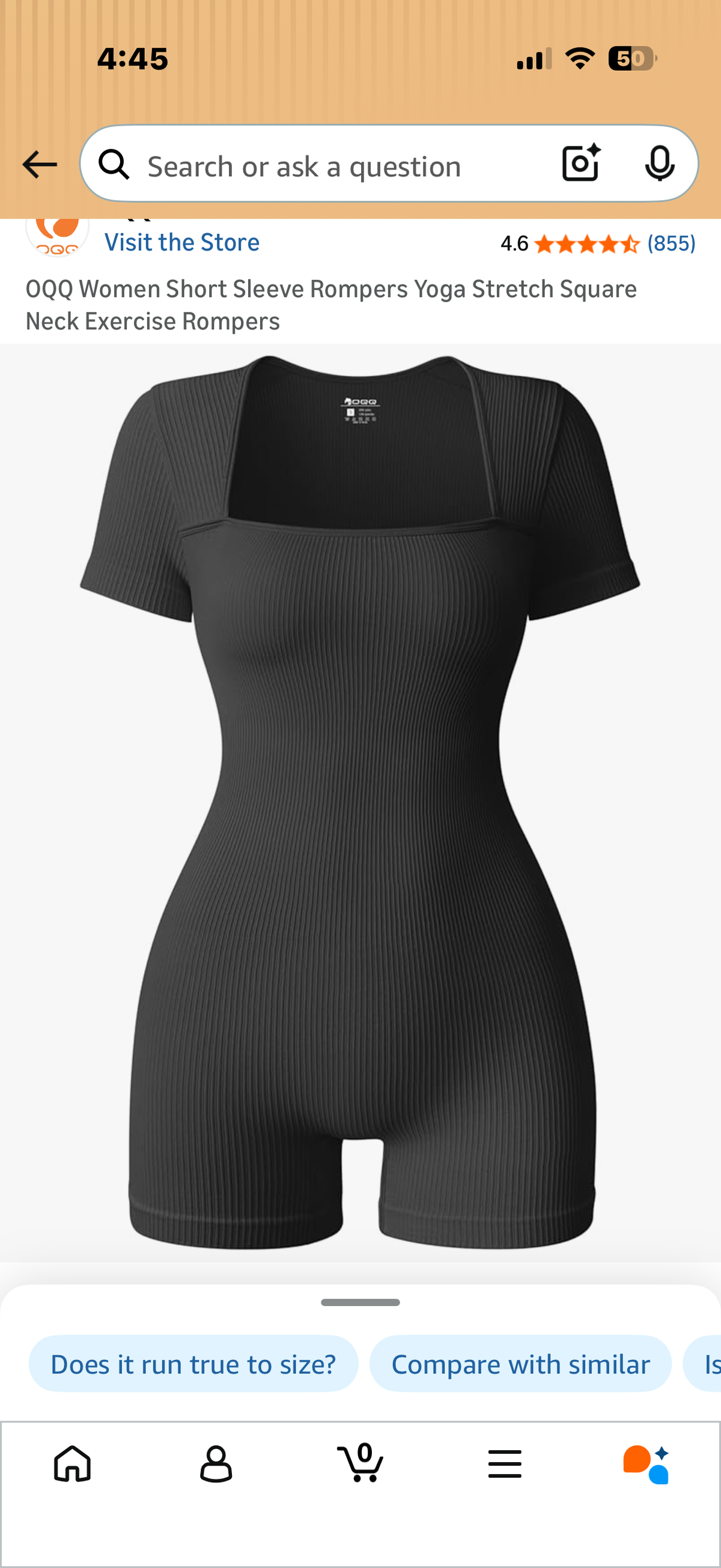 OQQ Women Short Sleeve Rompers Yoga Stretch Square Neck Exercise Rompers (Size Large)