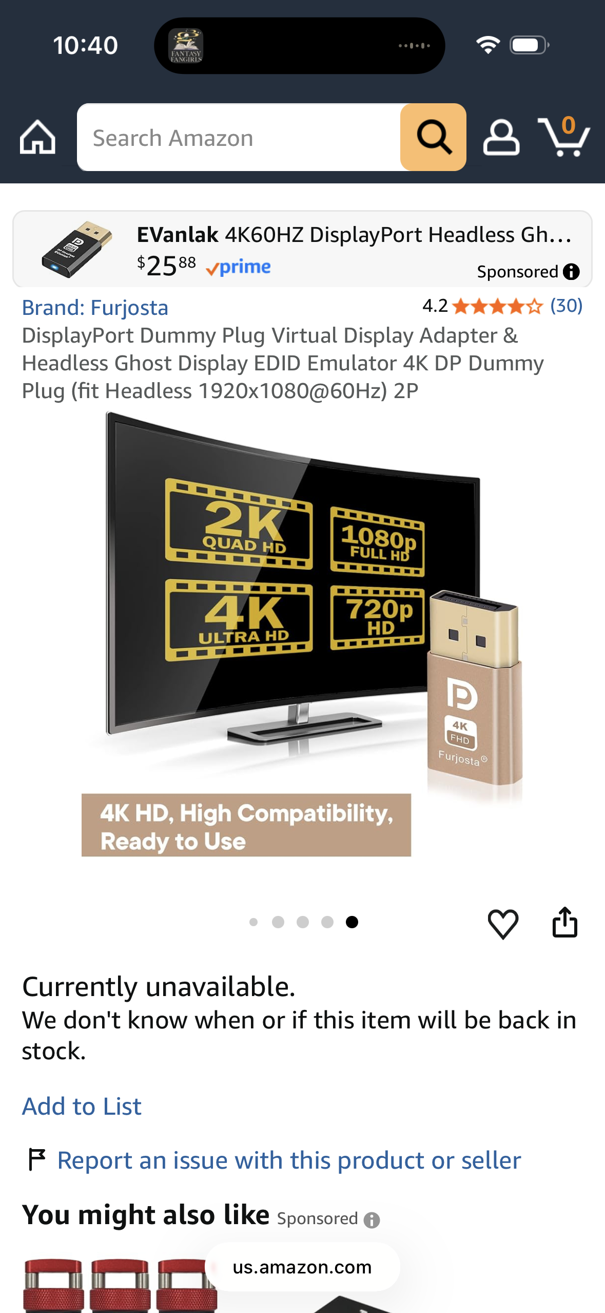 DisplayPort Dummy Plug Virtual Display Adapter & Headless Ghost Display EDID Emulator 4K DP Dummy Plug (fit Headless 1920x1080@60Hz) 2P