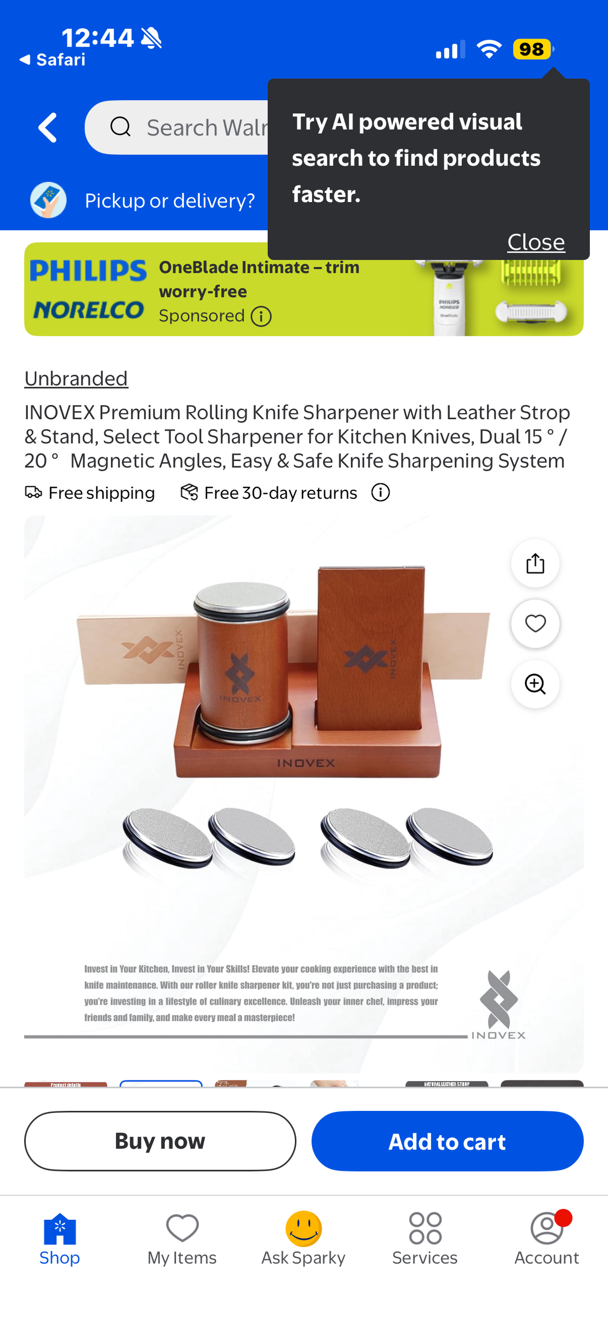 INOVEX Premium Rolling Knife Sharpener with Leather Strop & Stand, Select Tool Sharpener for Kitchen Knives, Dual 15°/20° Magnetic Angles, Easy & Safe Knife Sharpening System