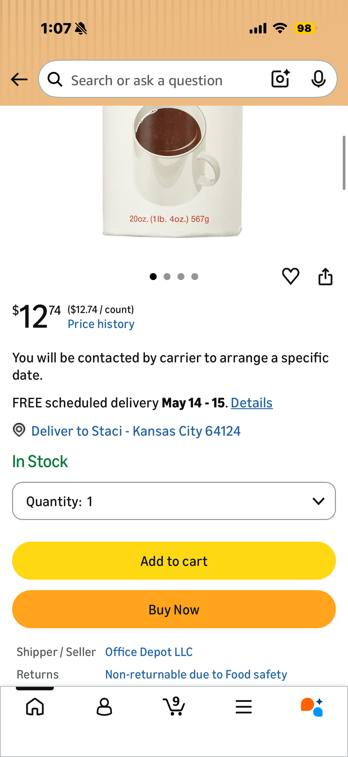N'joy 90585 Sugar, 20 Oz Canister Dispenser, Red