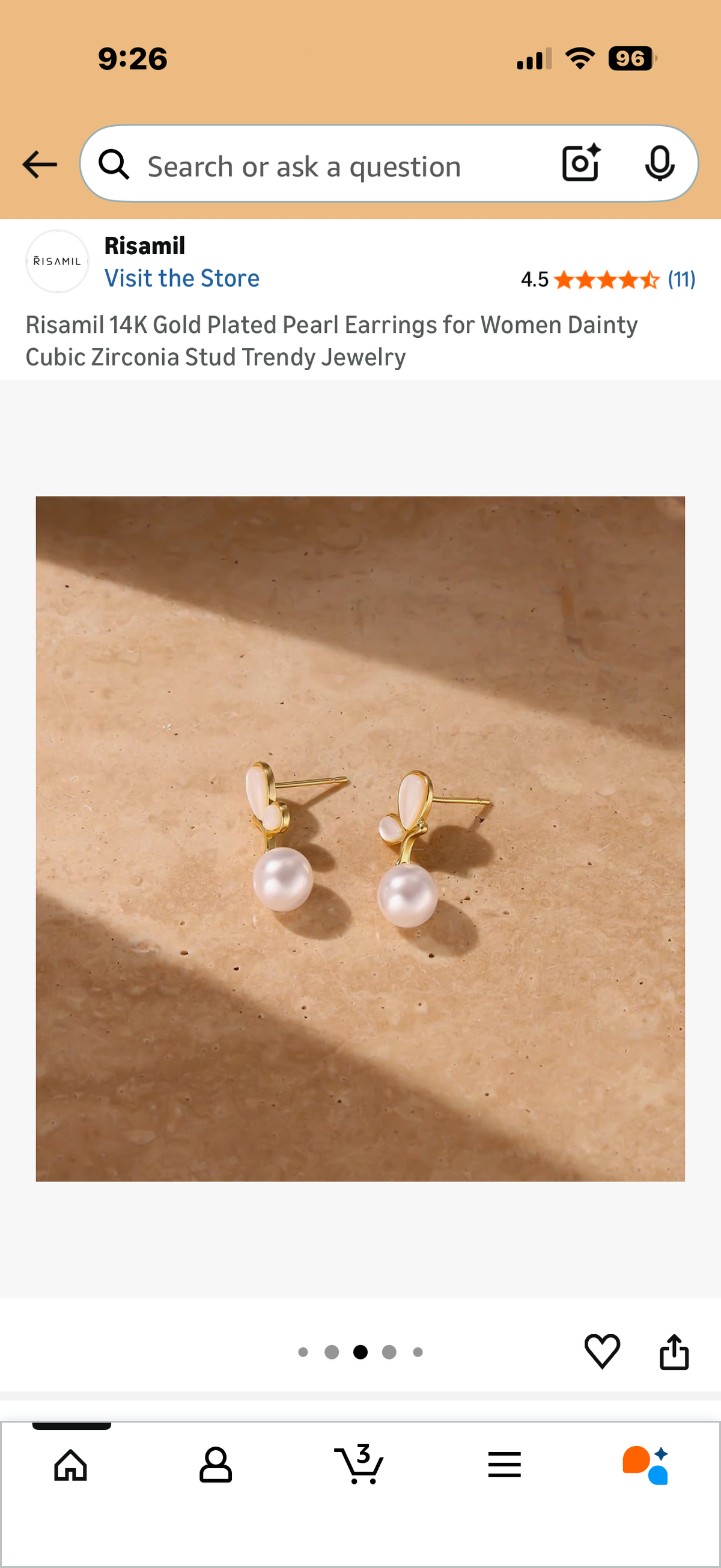 14K Gold Plated Pearl Earrings Stud Trendy Jewelry